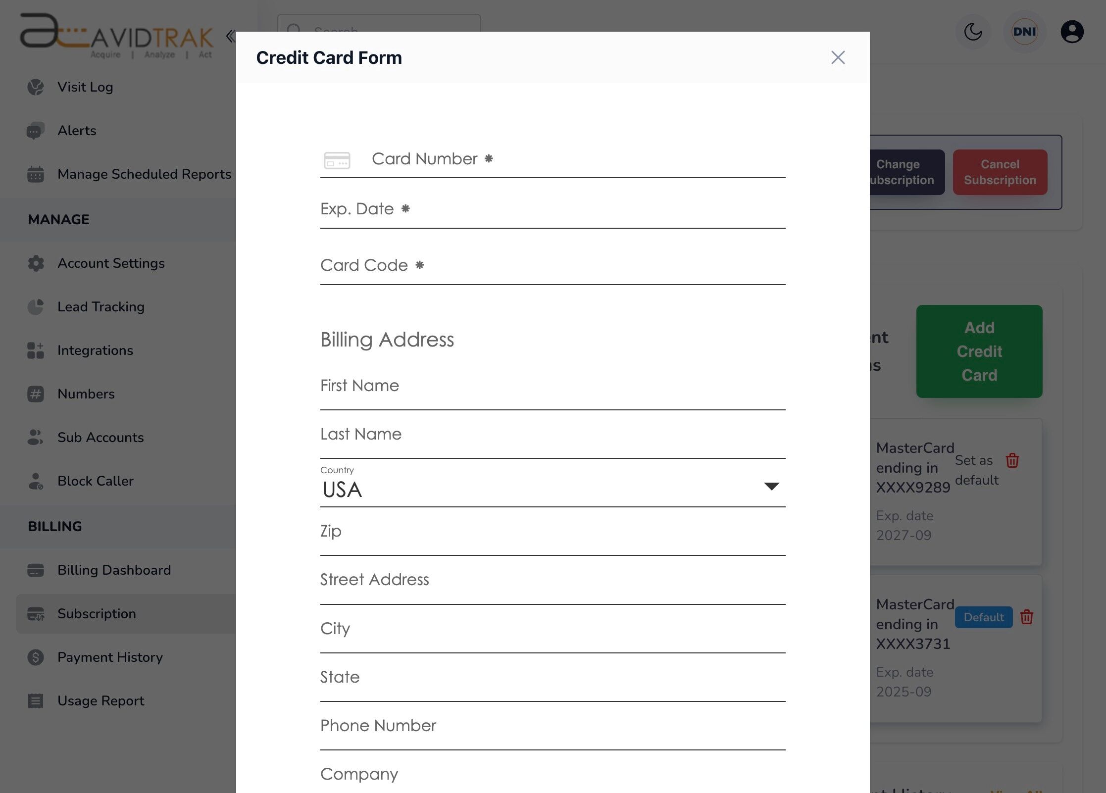 Cancel Your Subscription Package in AvidTrak