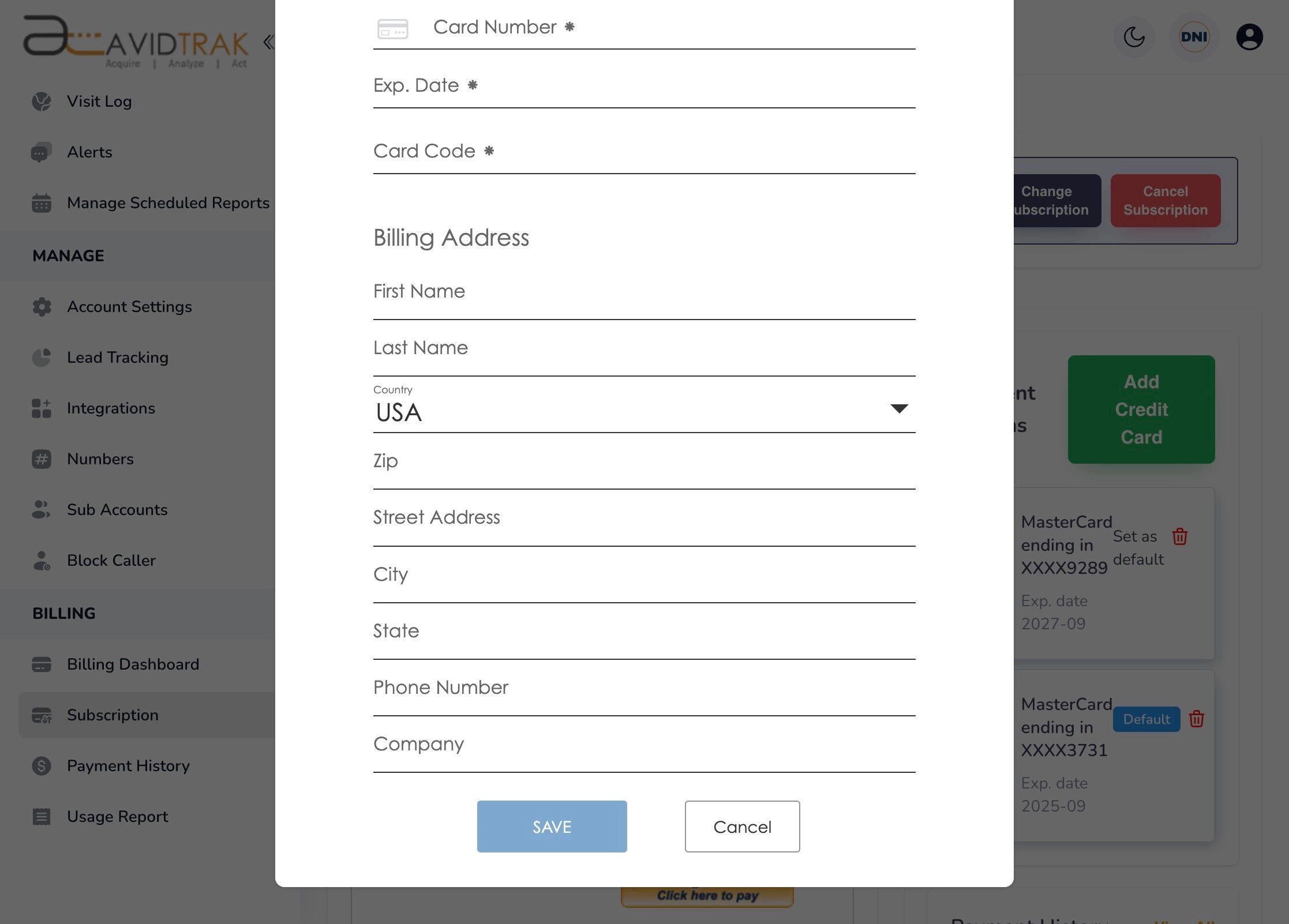 Cancel Your Subscription Package in AvidTrak