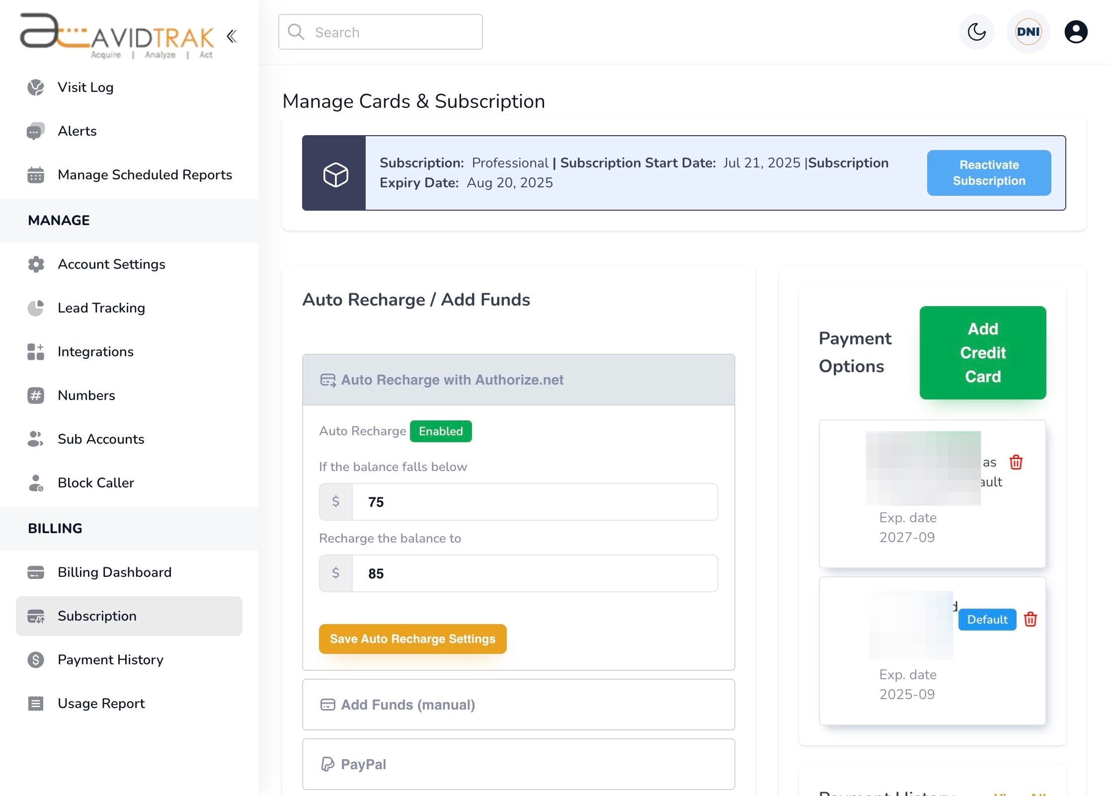 Cancel Your Subscription Package in AvidTrak