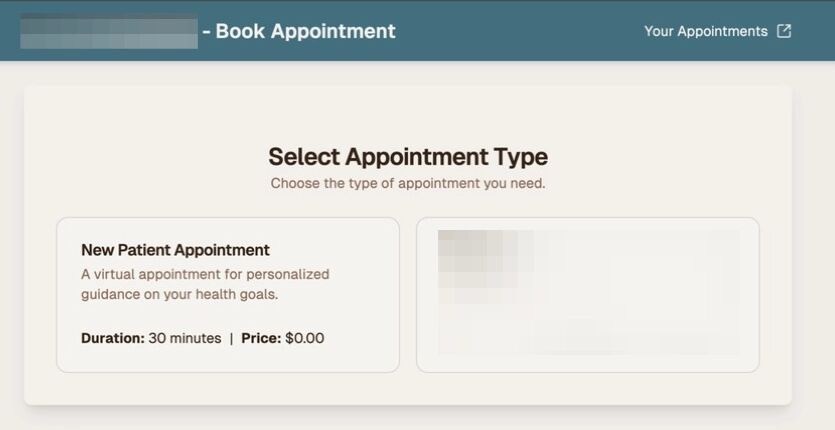 Select Appointment Type