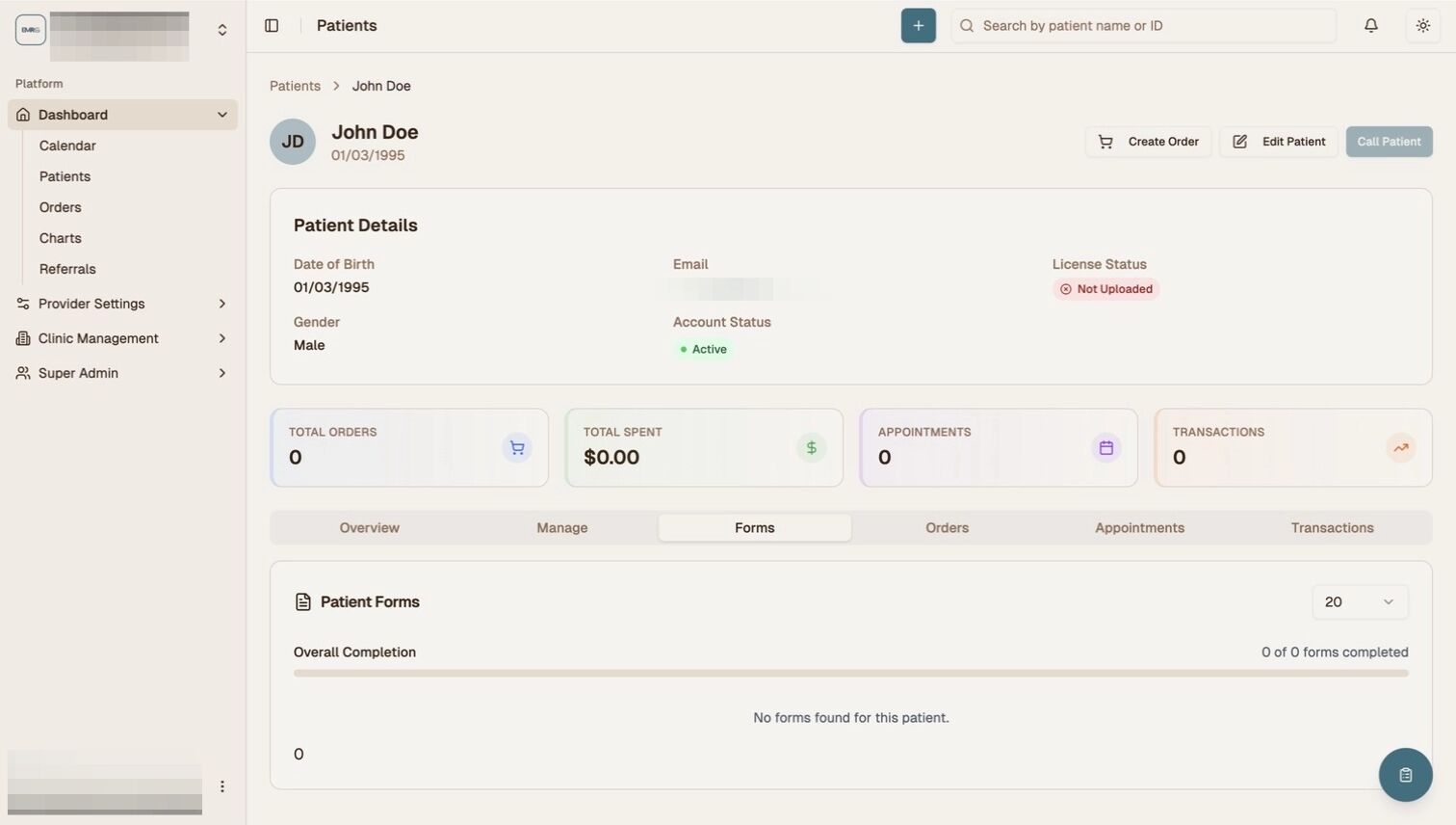 Patient Without Forms