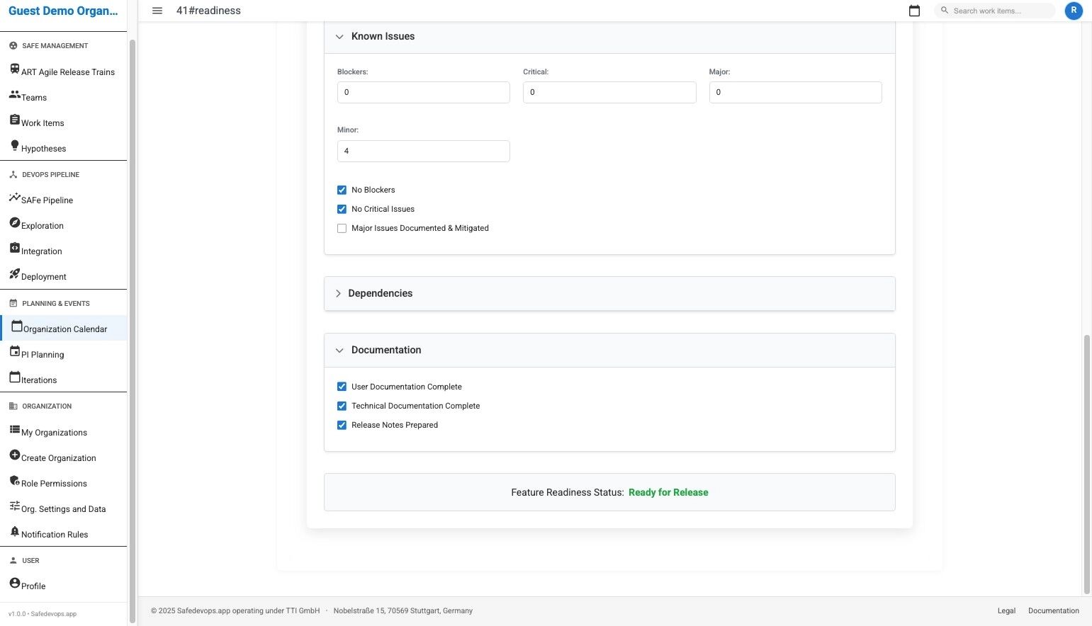 Feature automatically marked as Ready for Release with green status indicator and stakeholder notifications