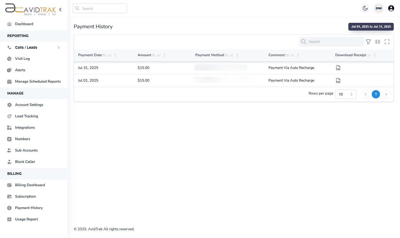 Payment History