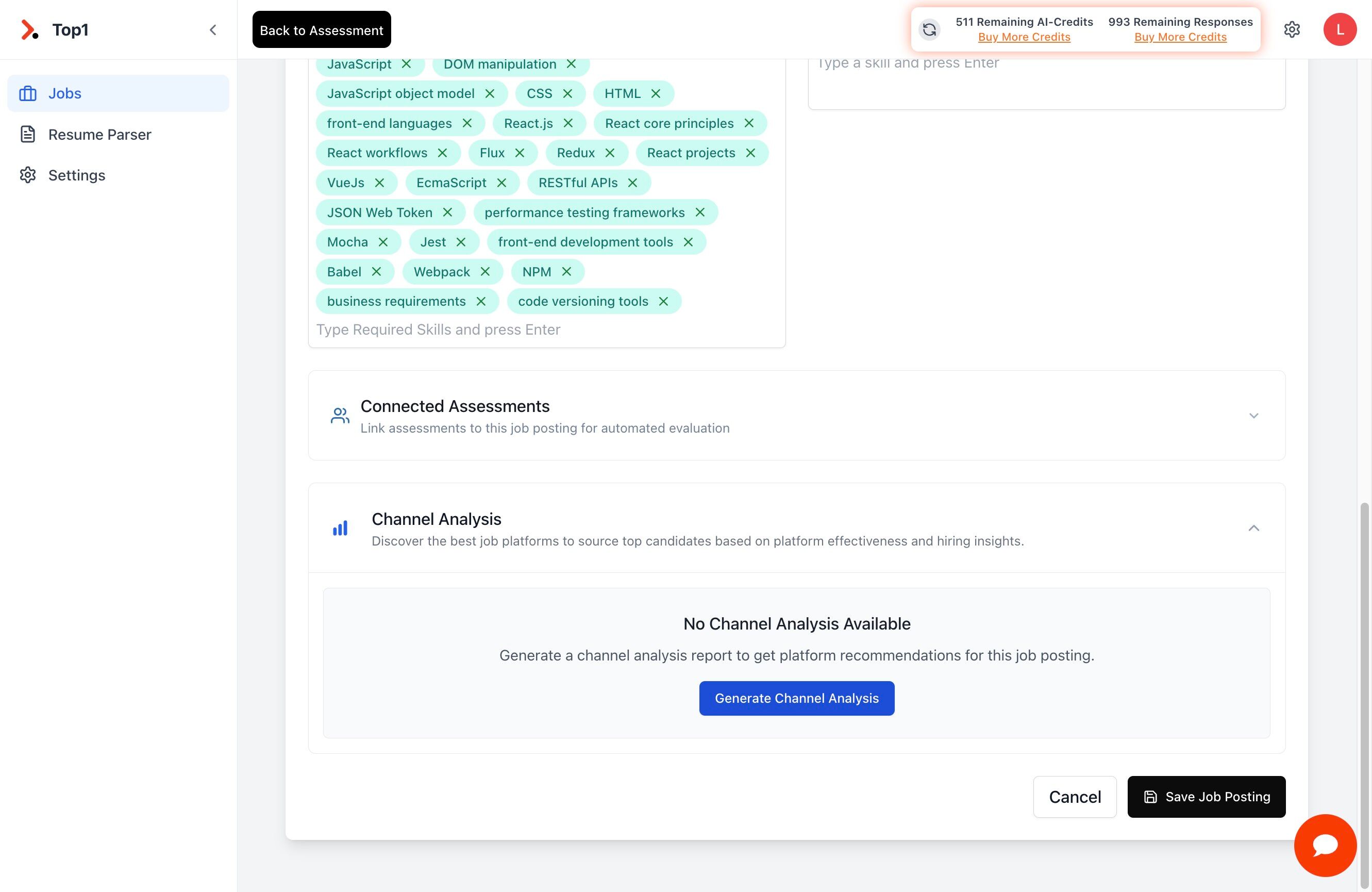 Click Generate Channel Analysis