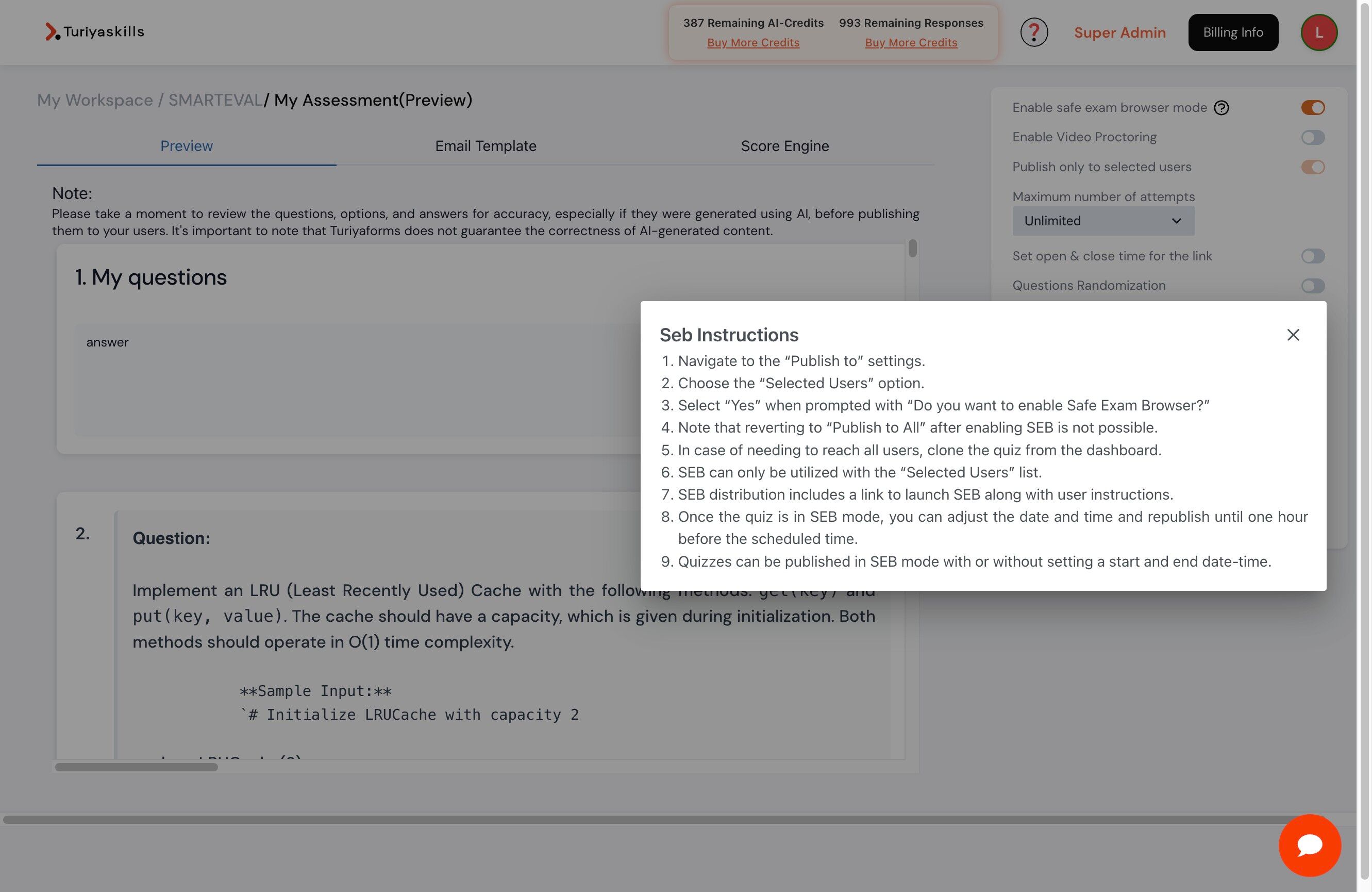 Review SEB Instructions