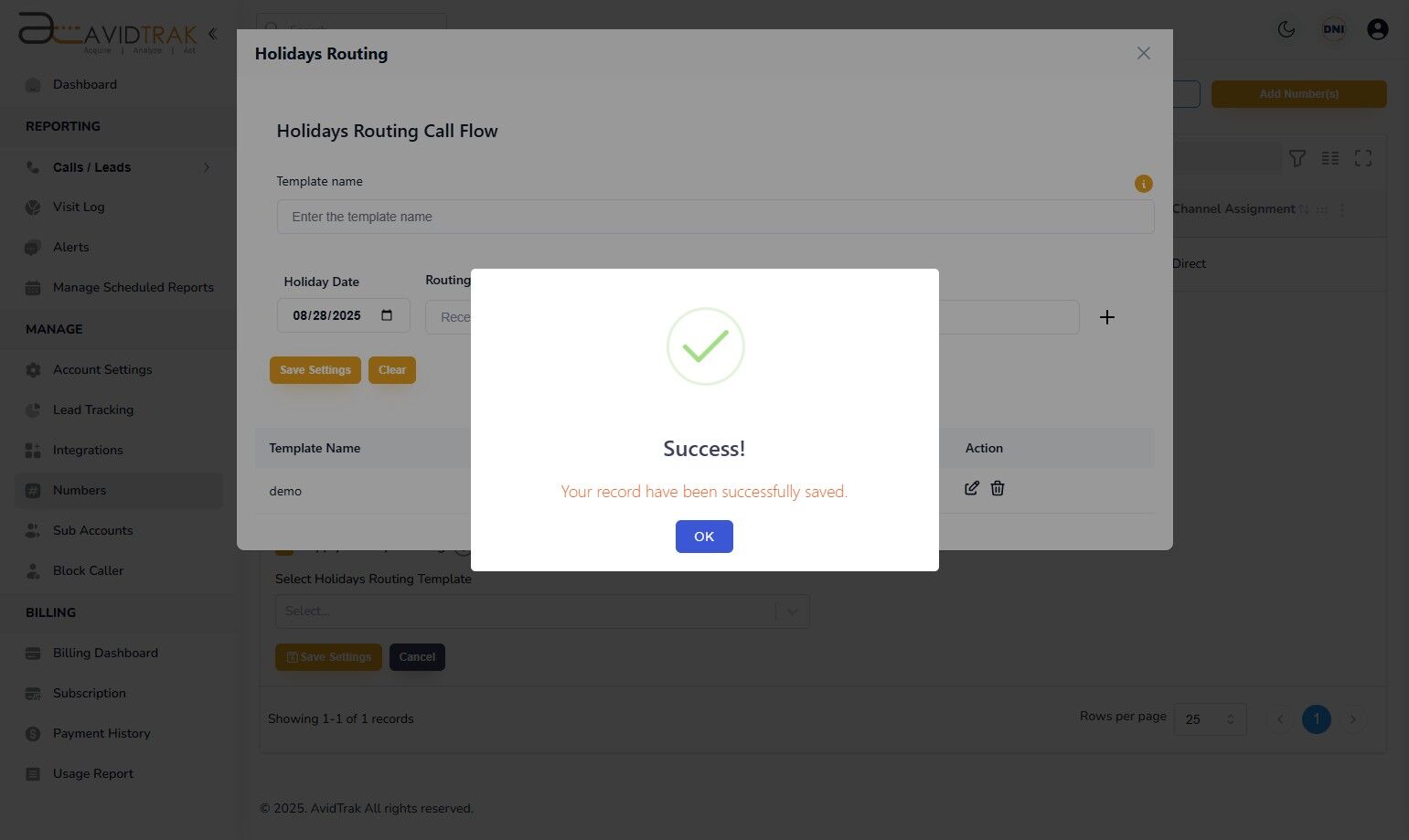 Holidays Routing Saved