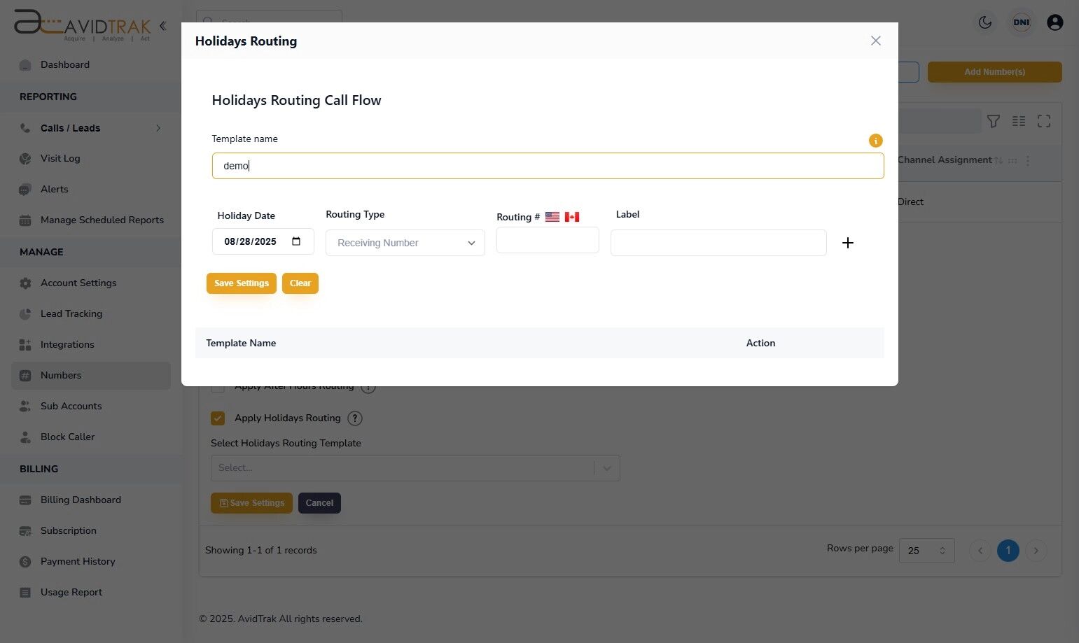 Holidays Routing Dates
