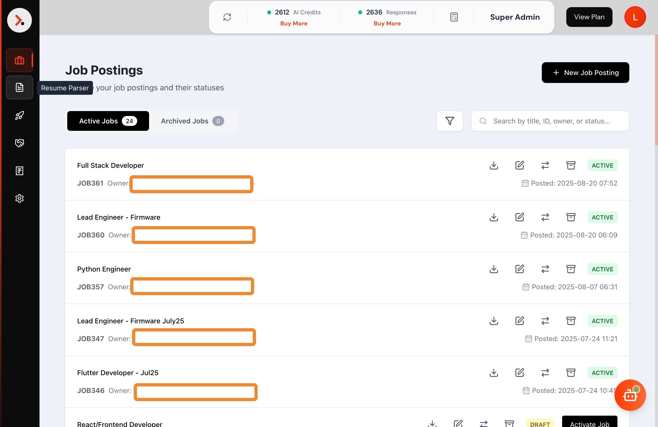 Resume Parser Navigation