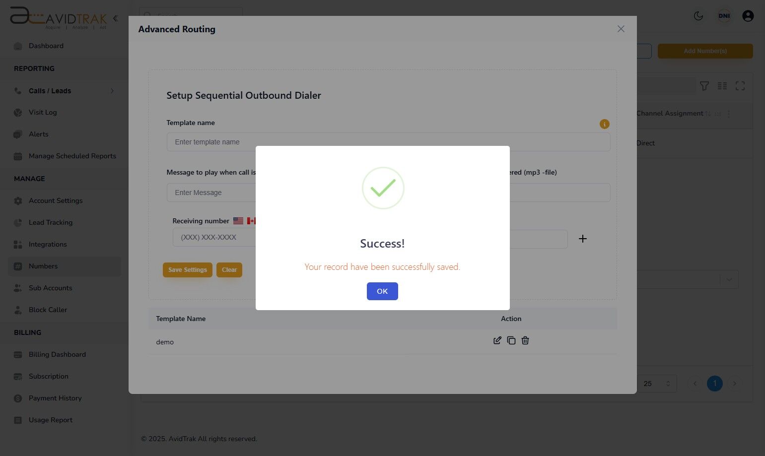 Sequential Outbound Dialer Template