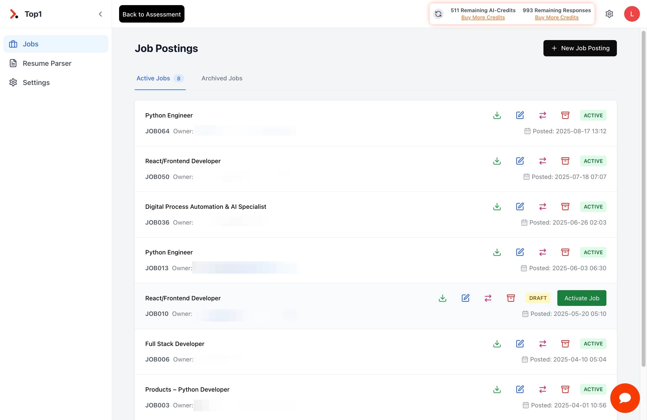 Navigate to Jobs Menu