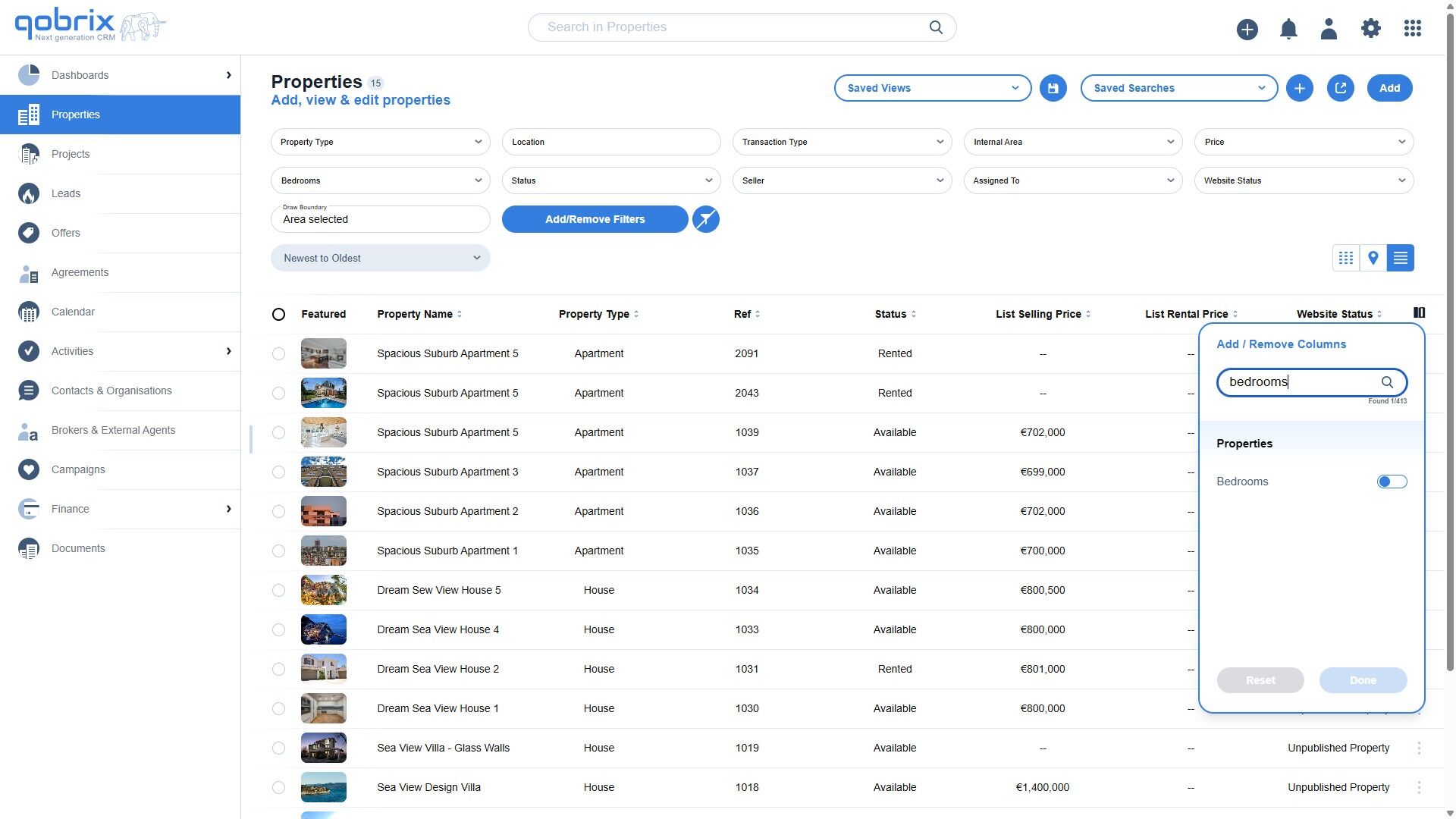 Step 16: Enable/disable columns