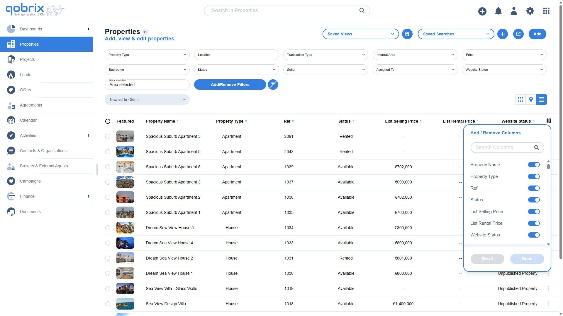 Step 14: Columns button