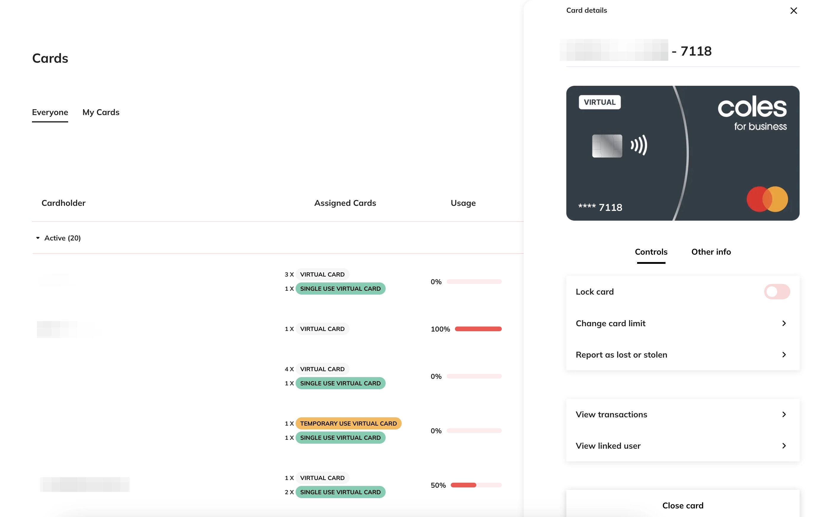 Control options screenshot