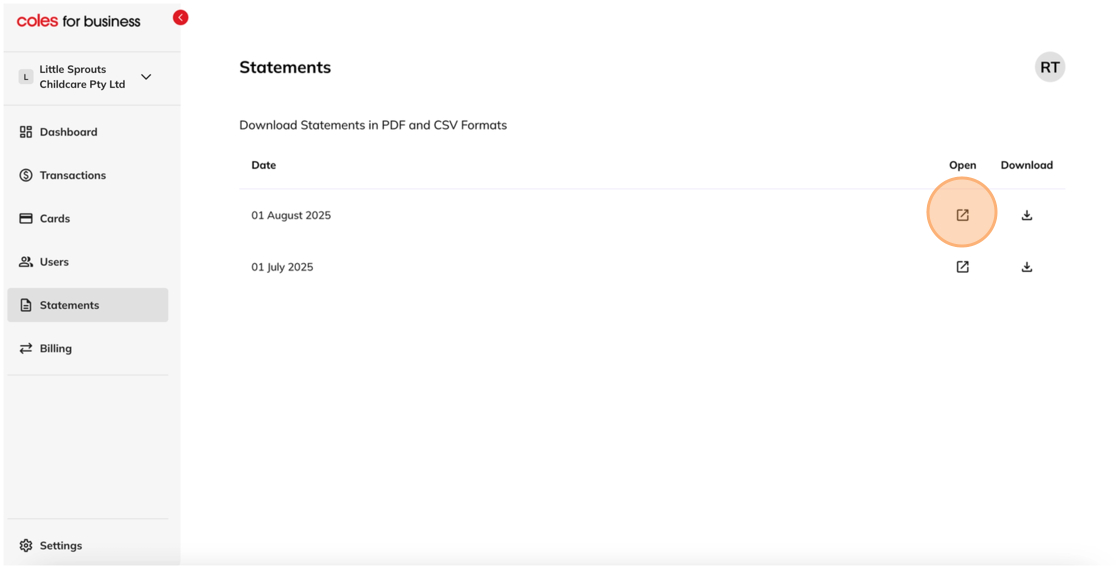 View Statement Button How do I download my statement?
