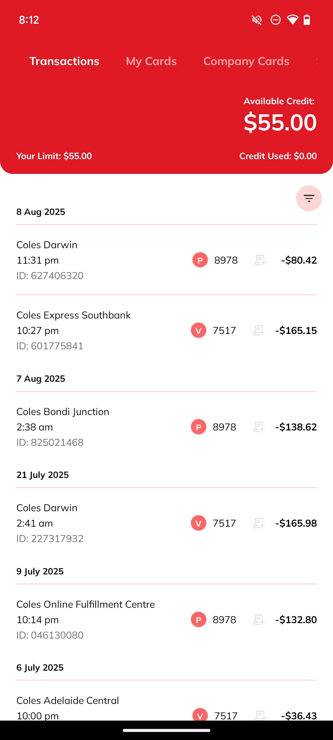 Transaction details