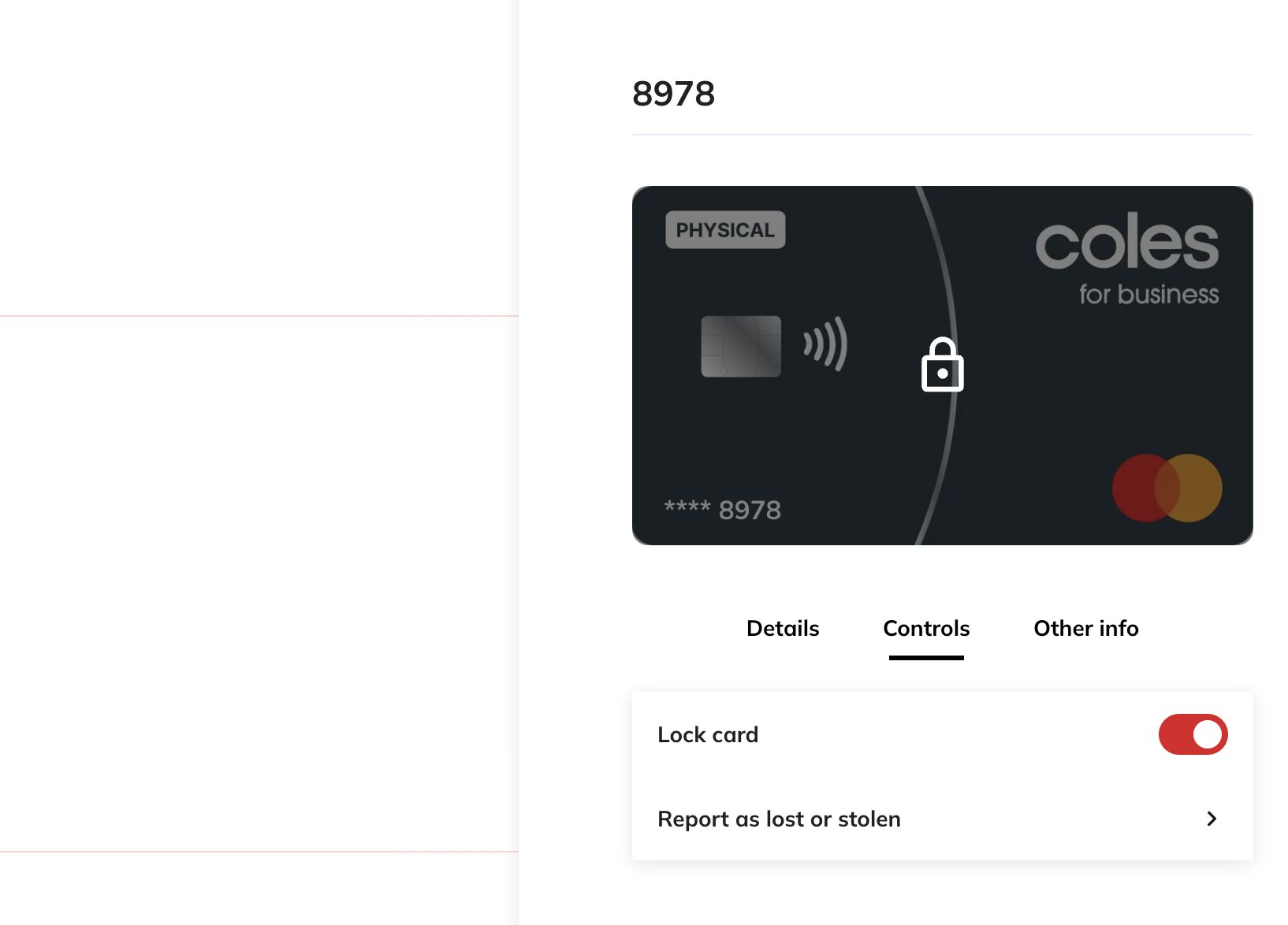 Locked card screenshot