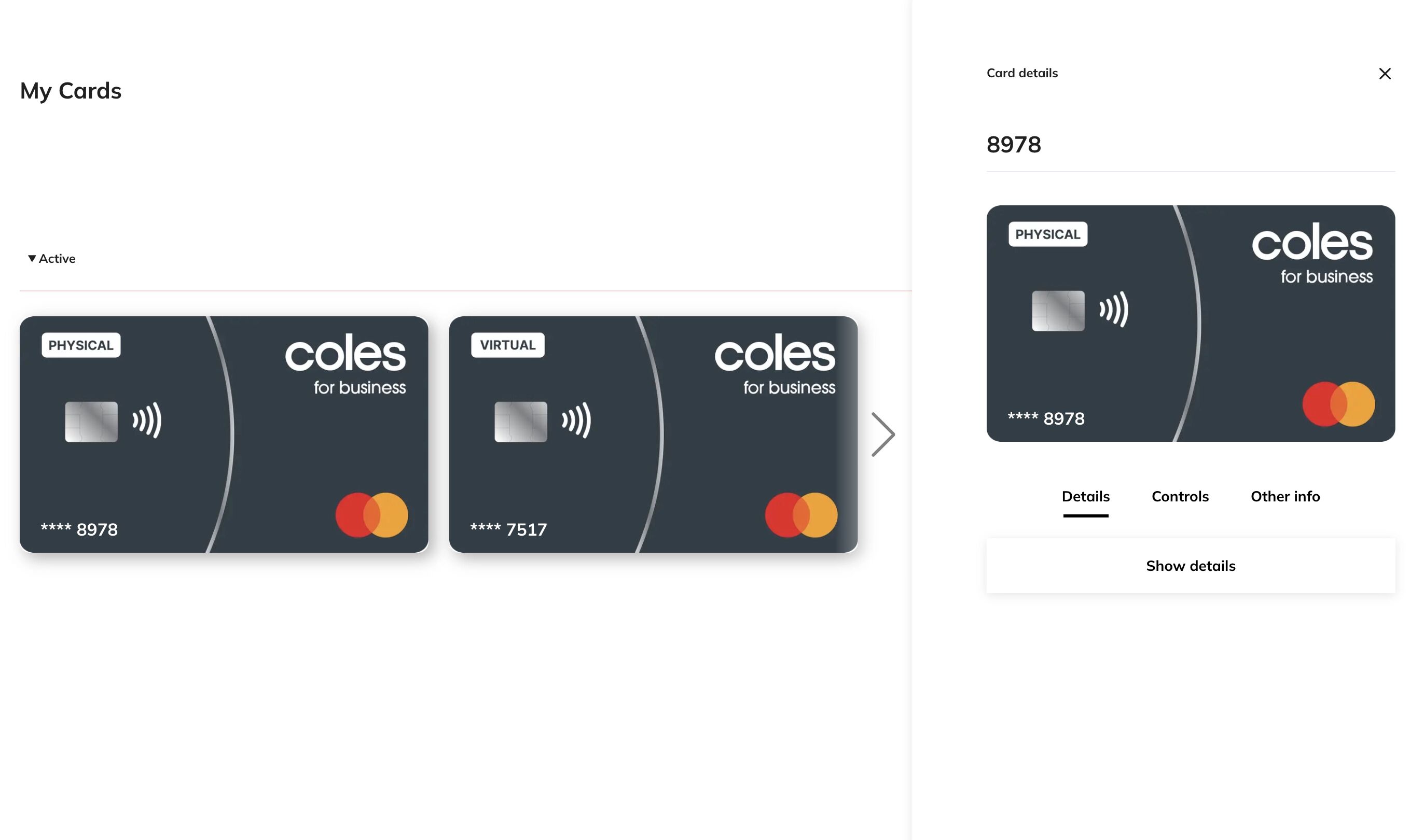 Card select screenshot