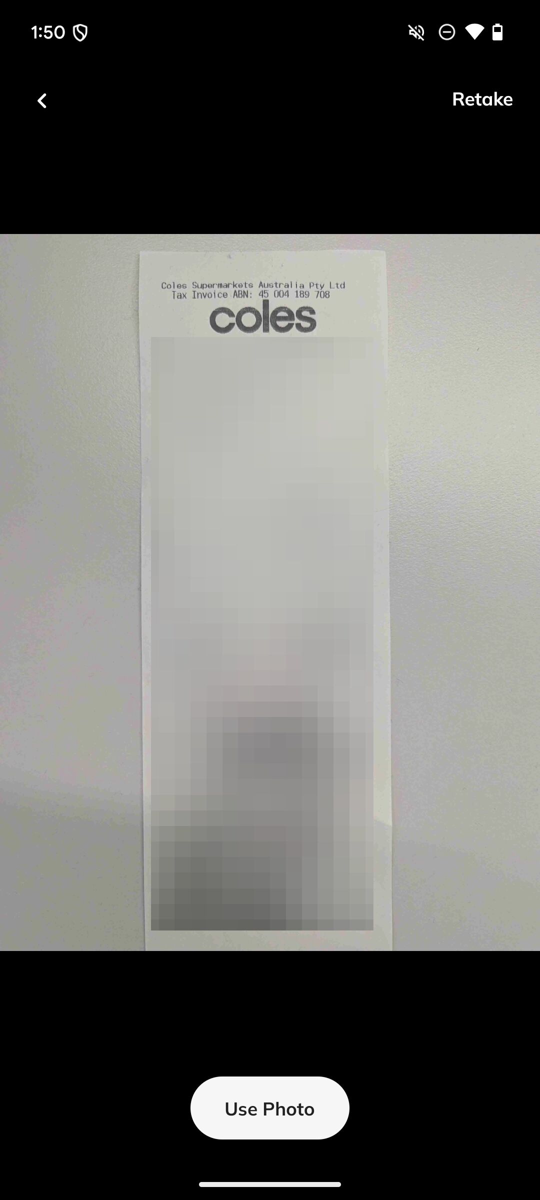 Retake or use photo screen