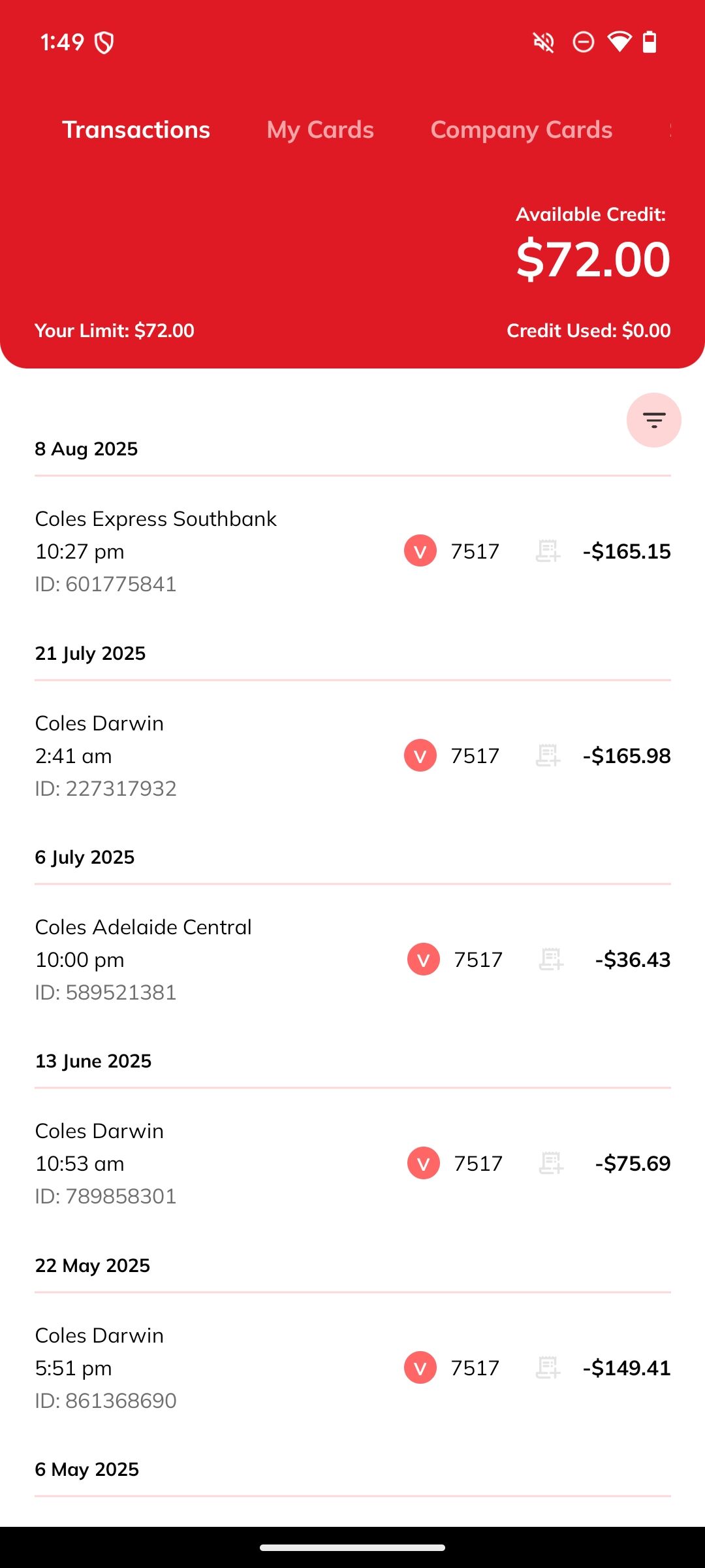 Select transaction