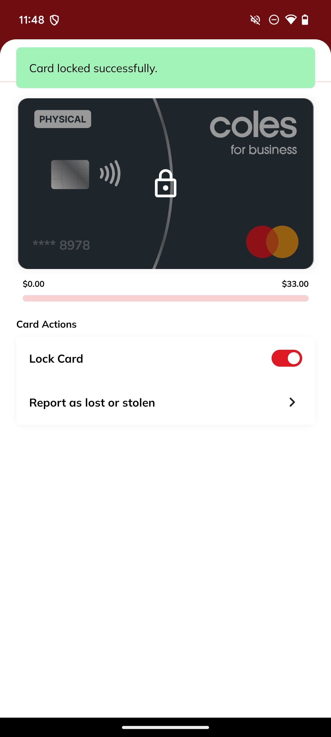 Card locked