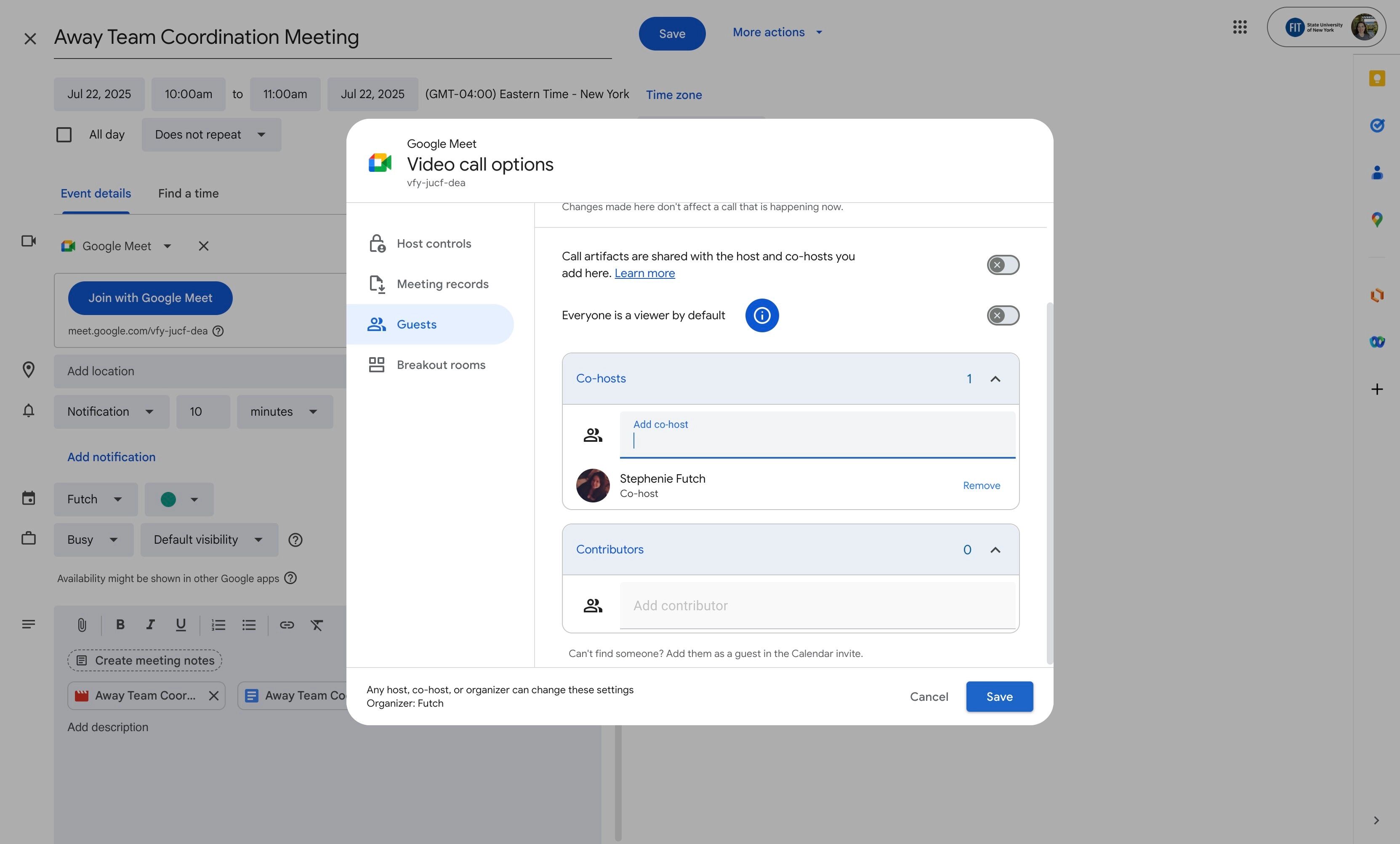 Save button selected