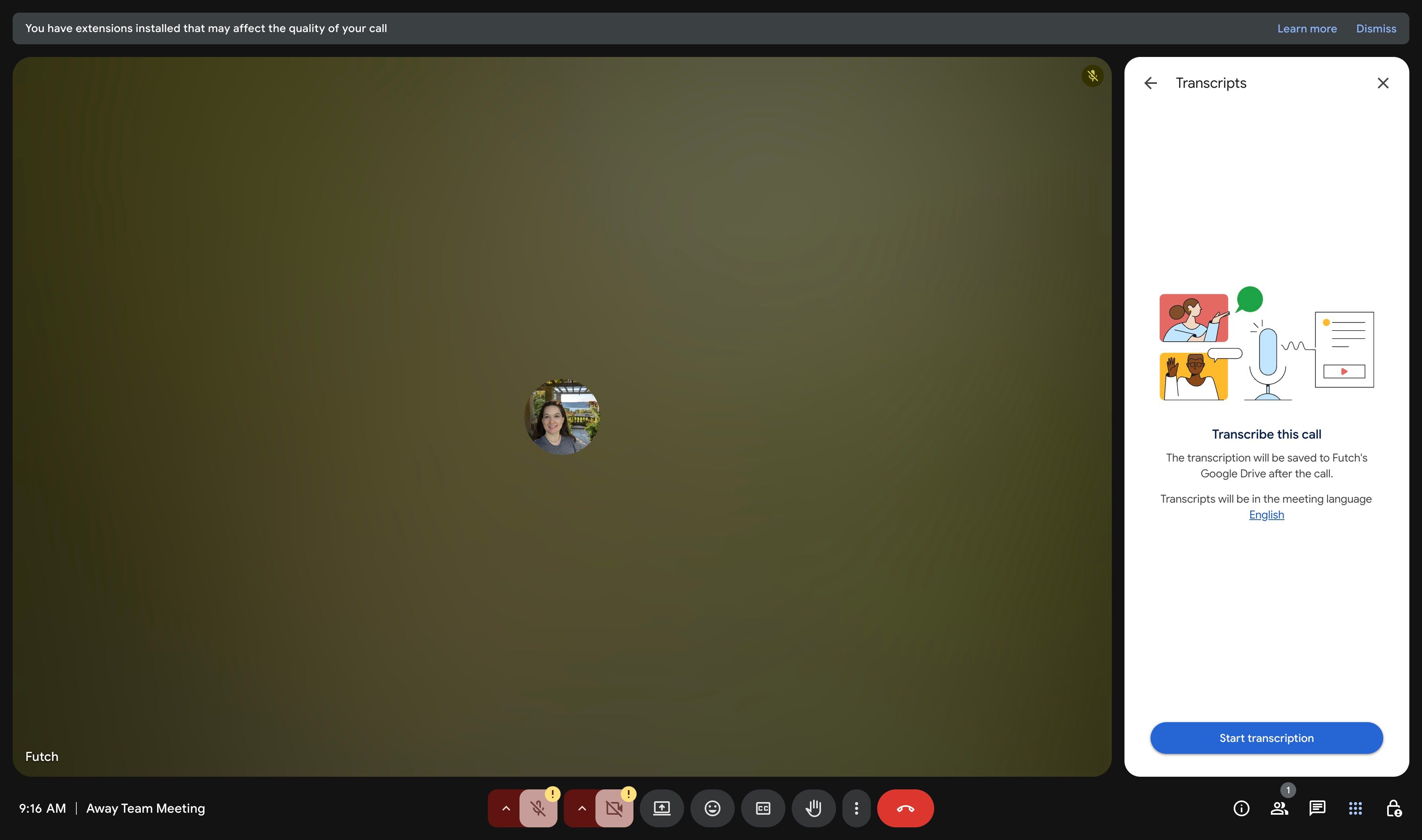 Start Transcription button