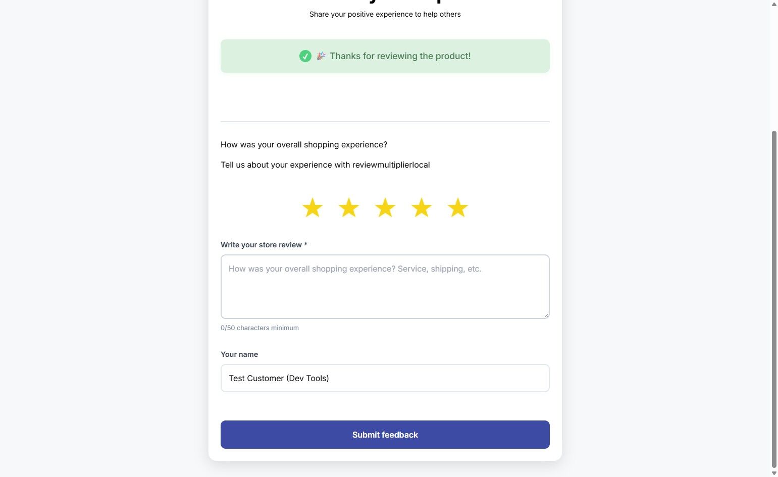 Writing store review