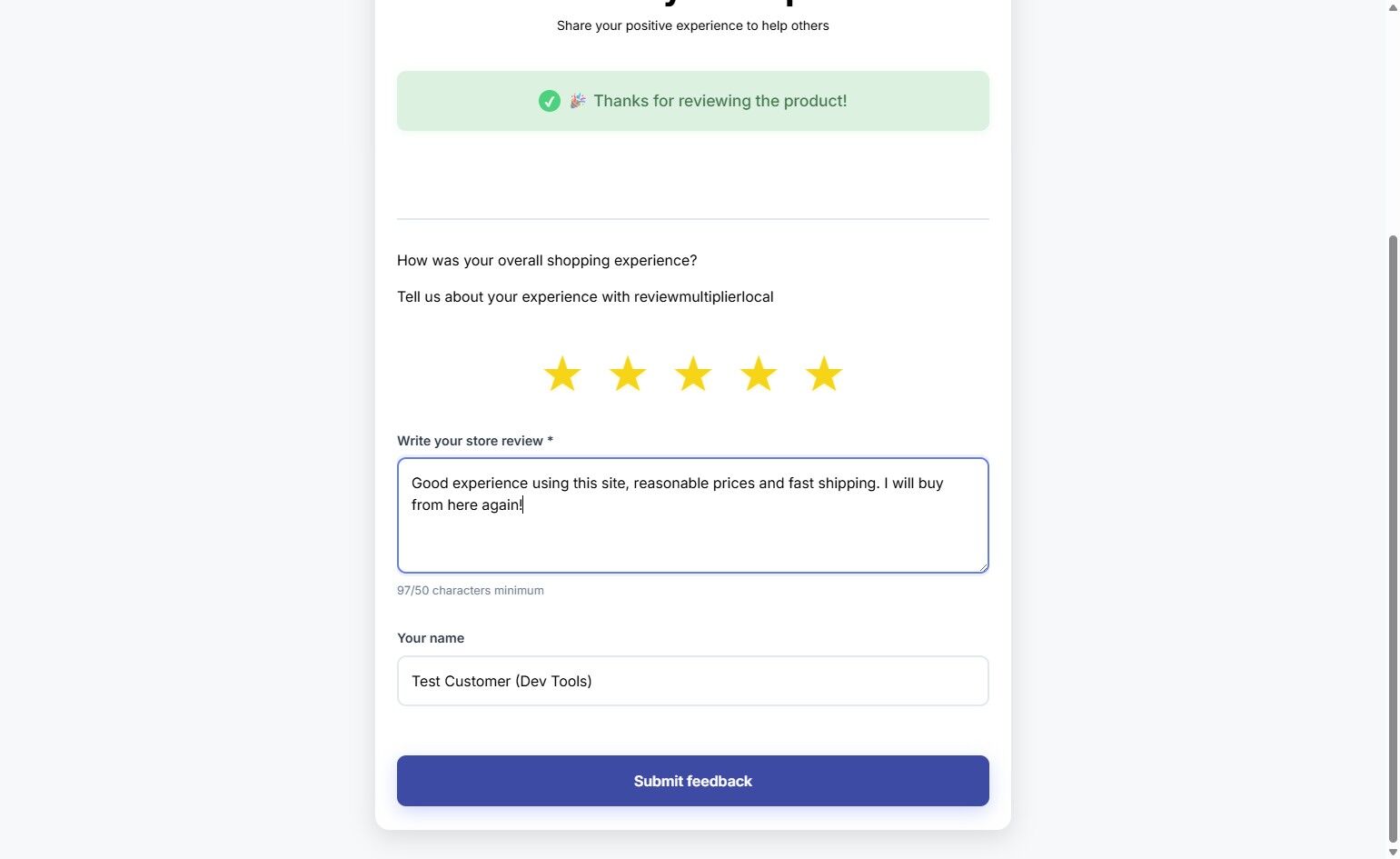 Submitting feedback