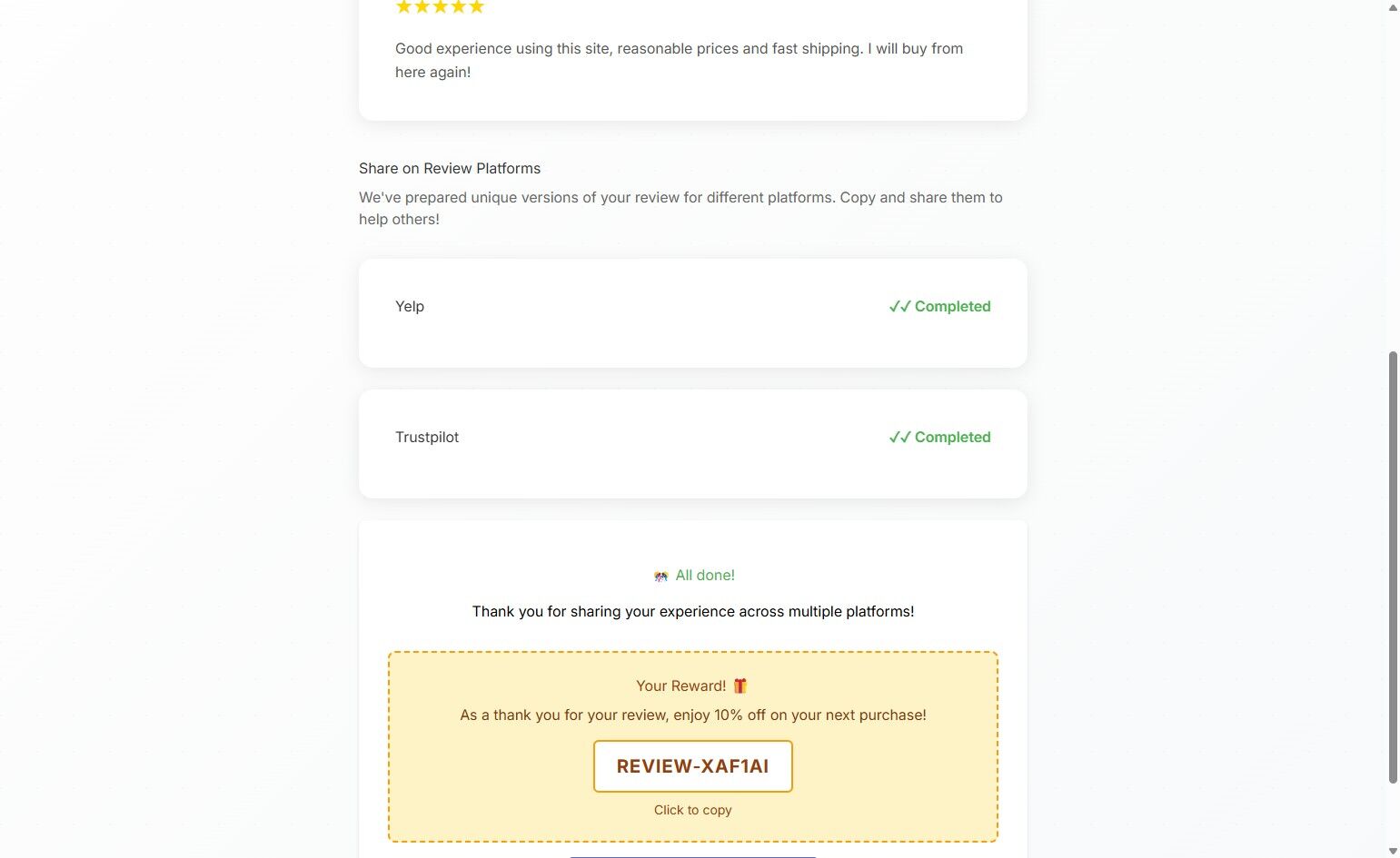 Reward coupon display