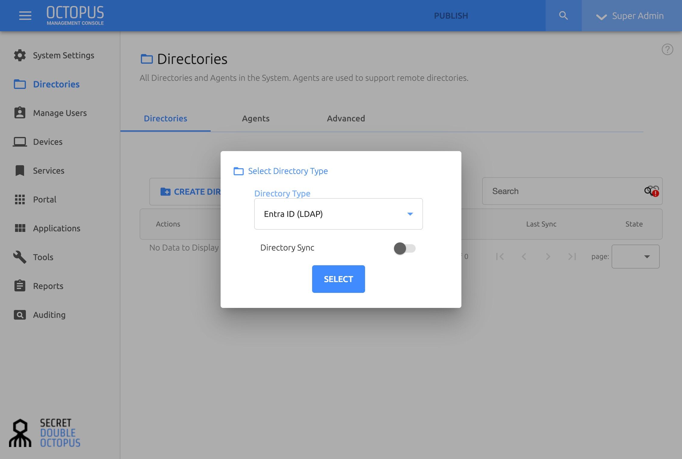 Step 10: Select Directory Type