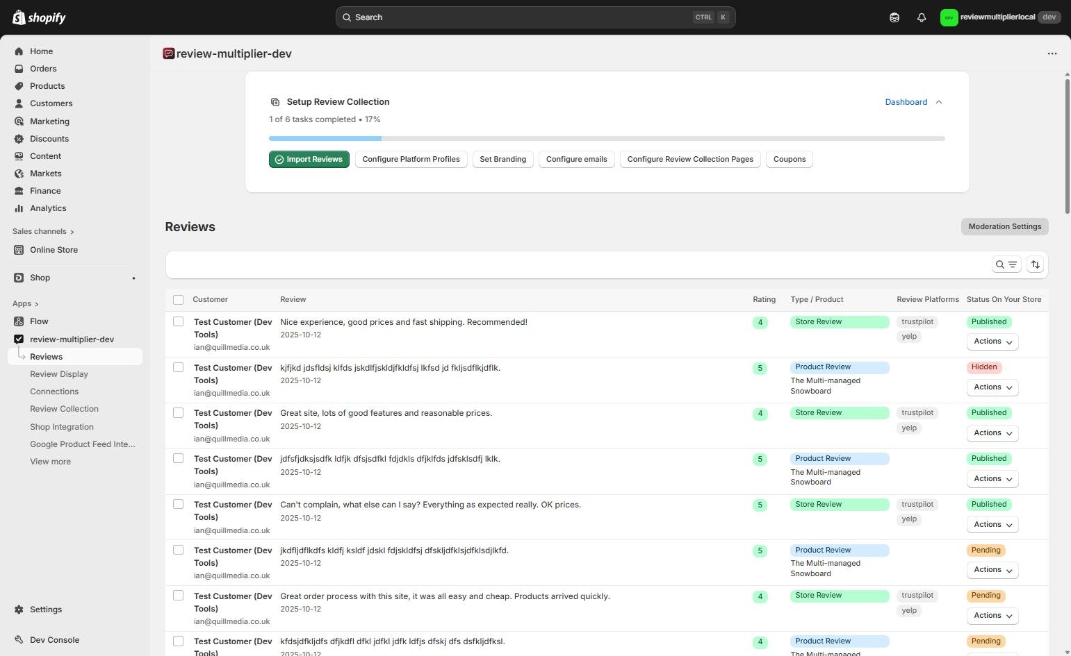 Click Moderation Settings button