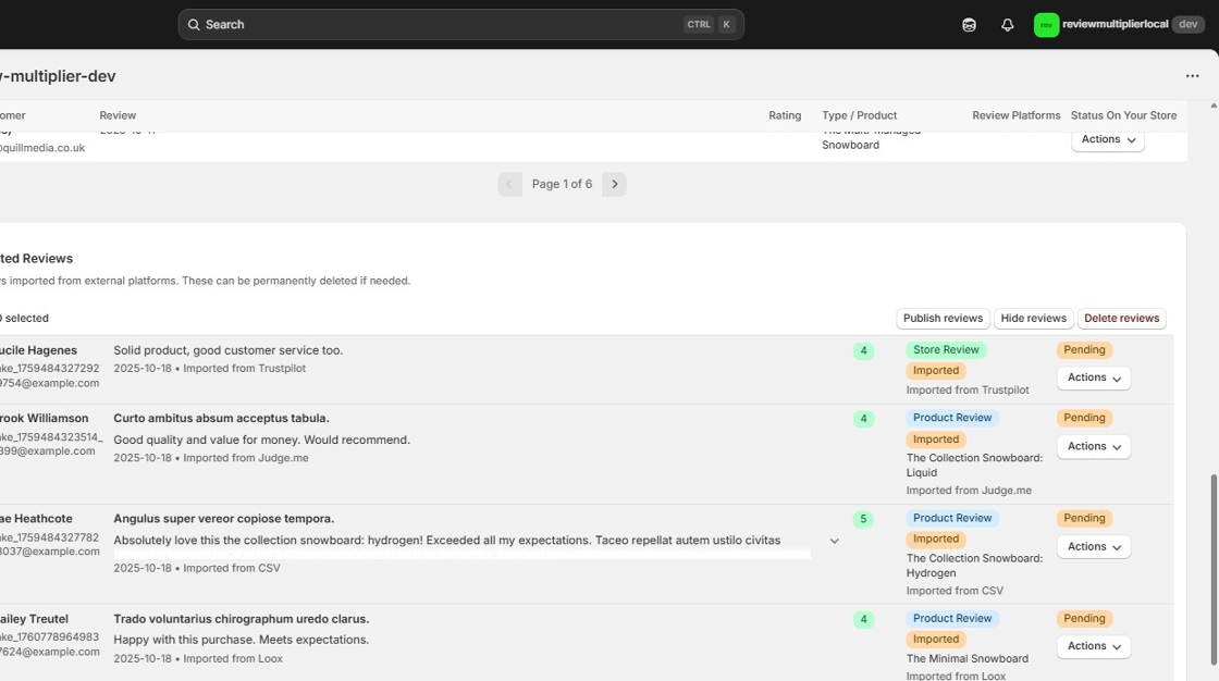 Click Delete reviews