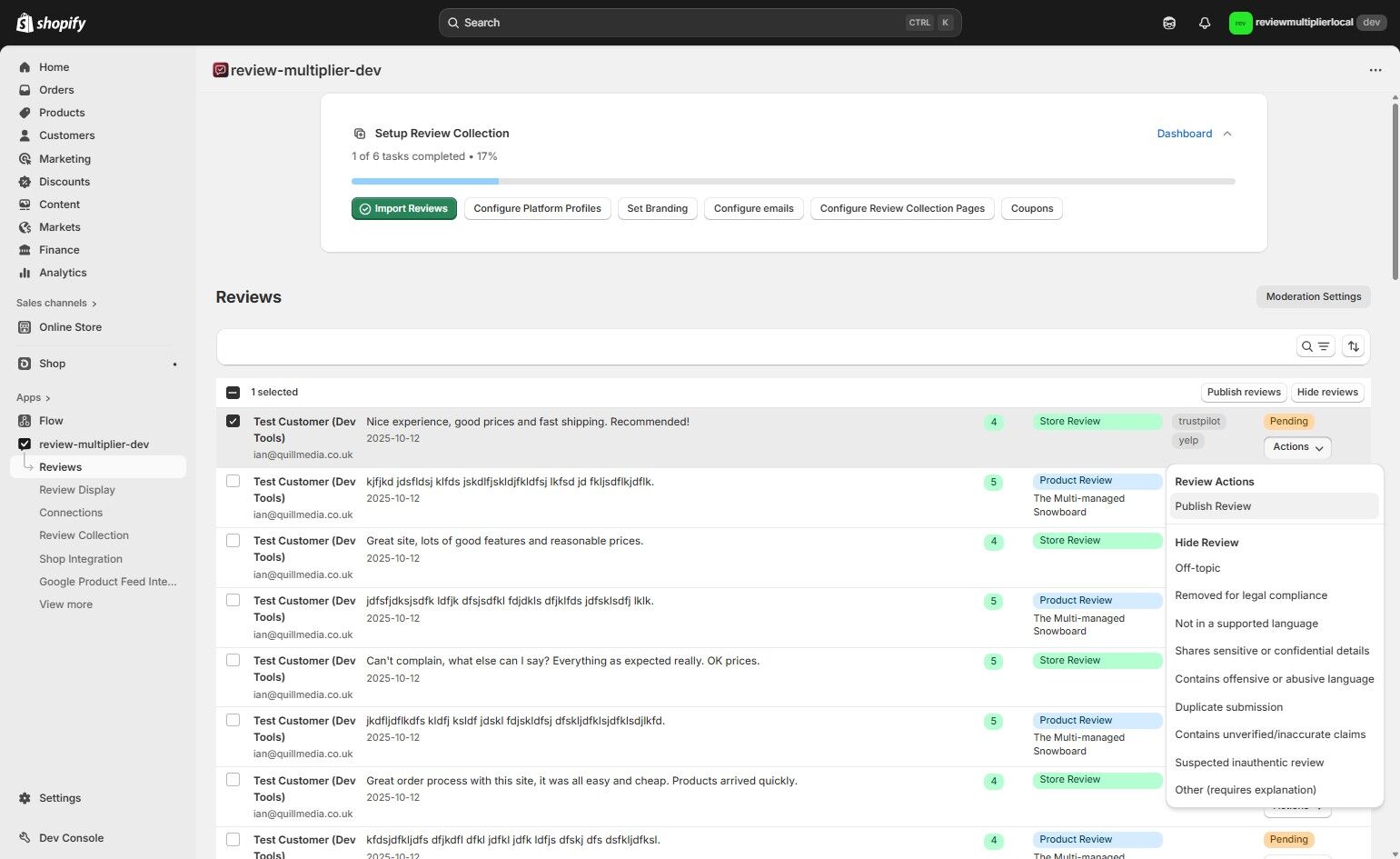 Click Publish Review