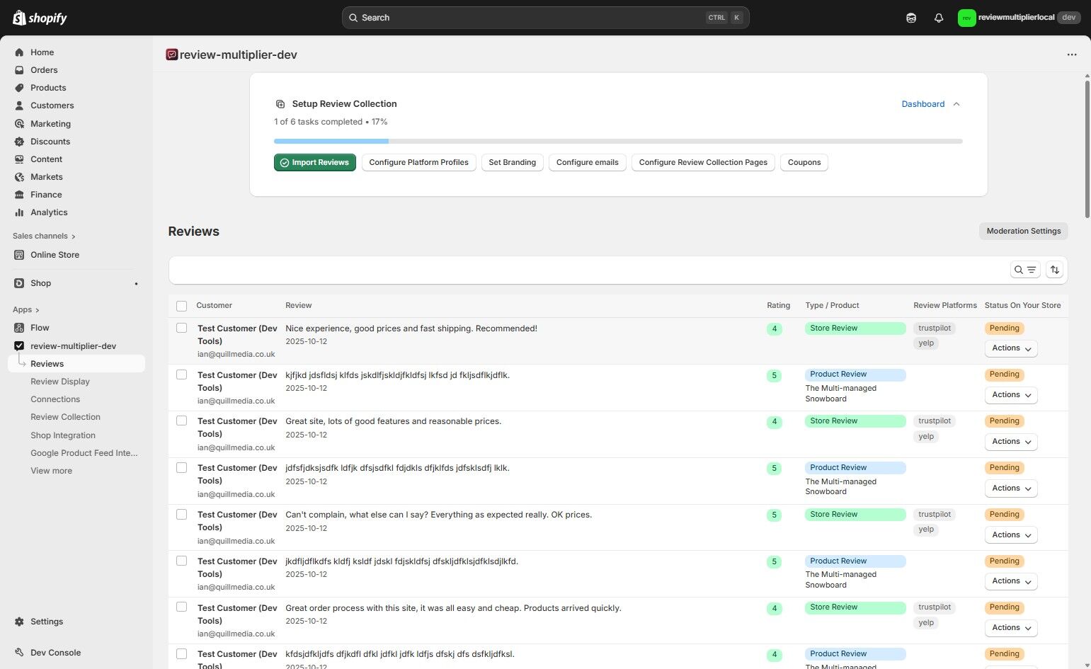 Click the Actions button