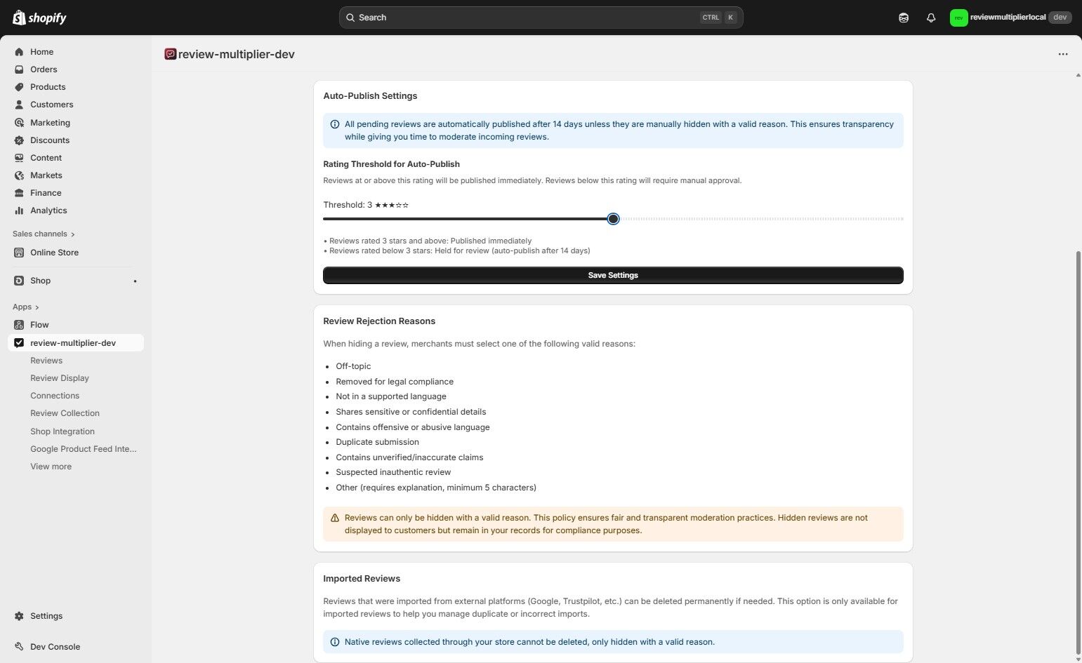 Save your moderation settings