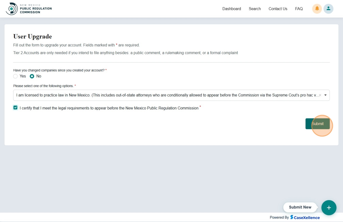Submit Tier 2 request form