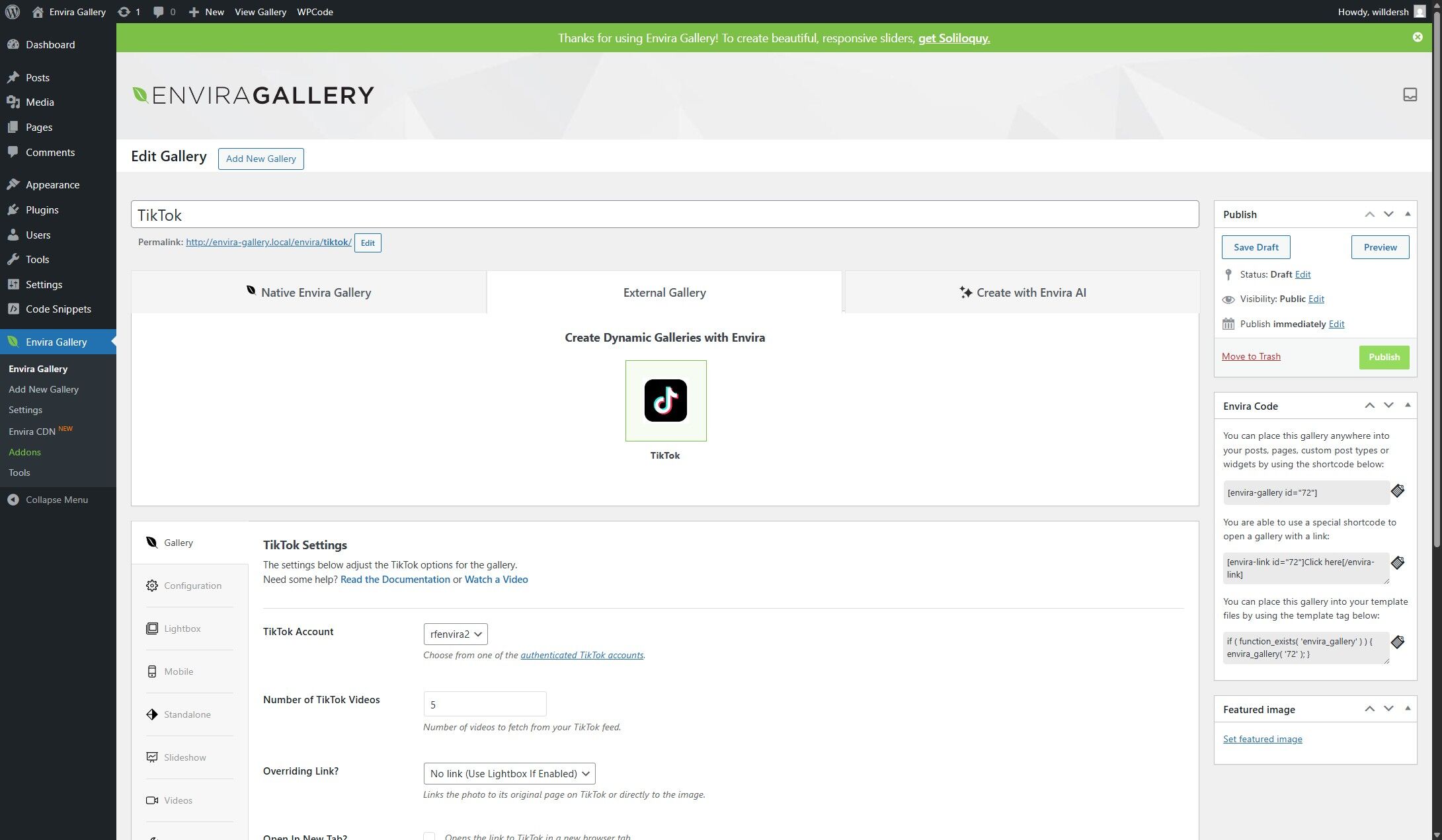 publish your TikTok gallery