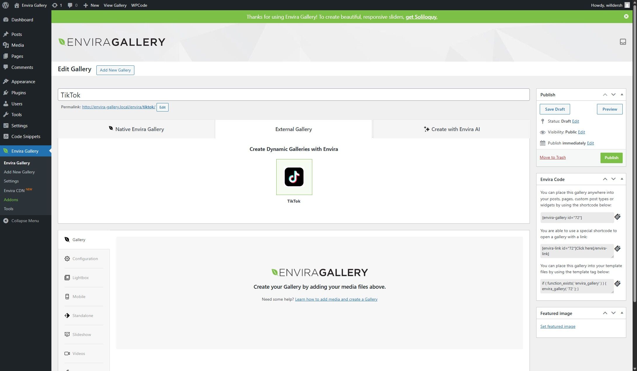 select TikTok as the gallery source