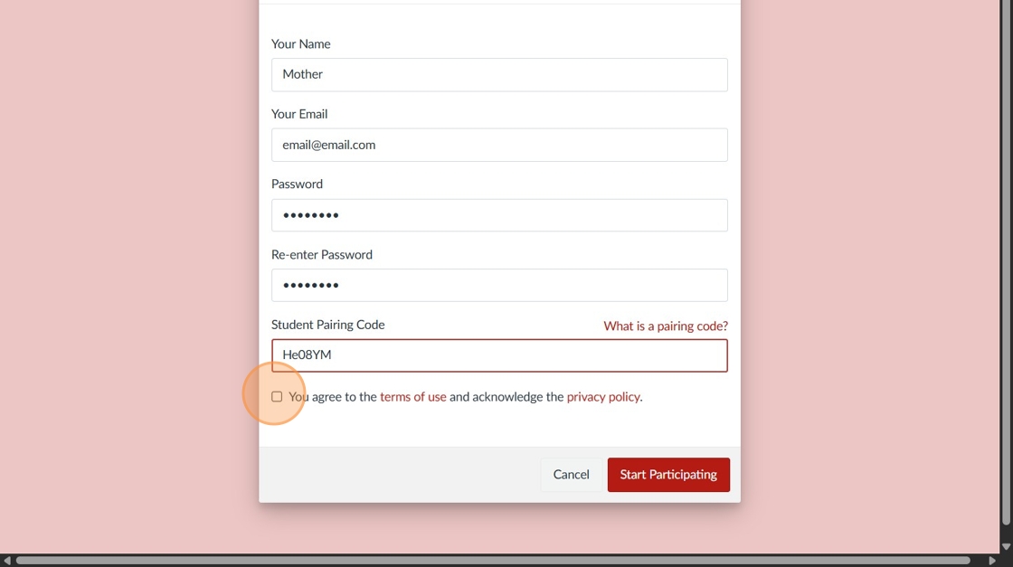 Parent Sign Up Form
