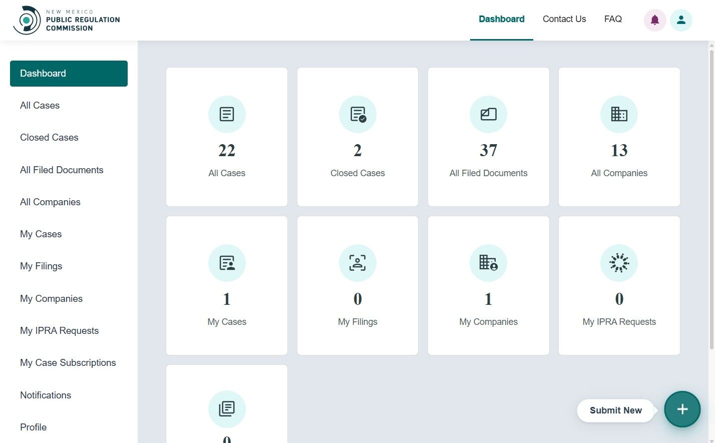 Submit New Docket button