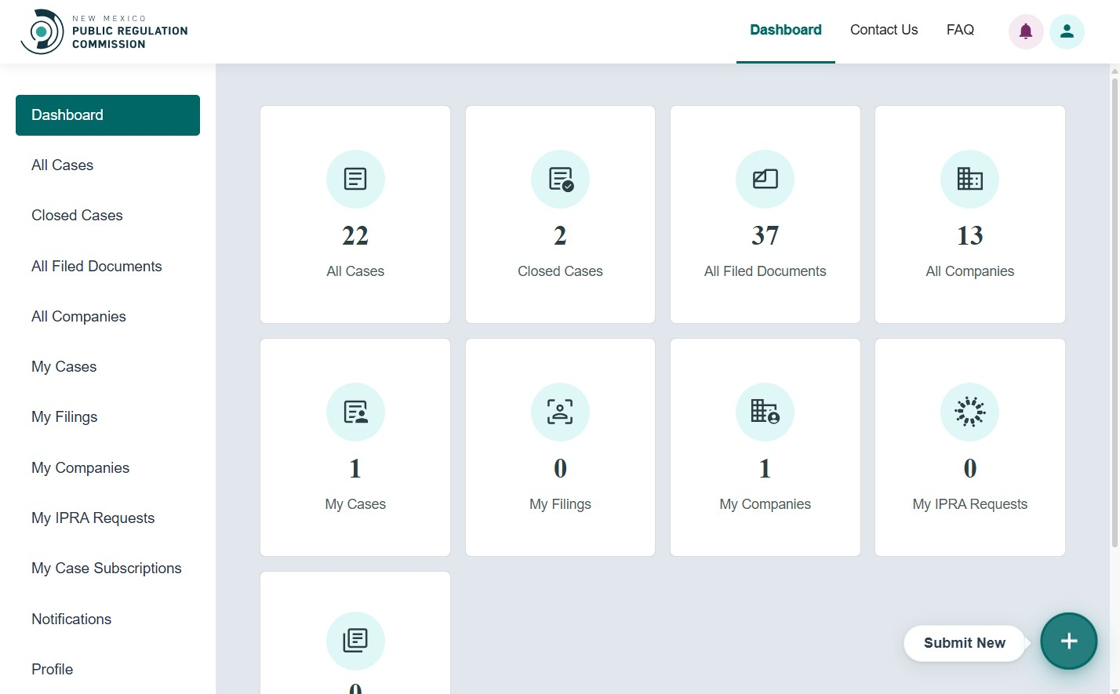 Submit New Docket button