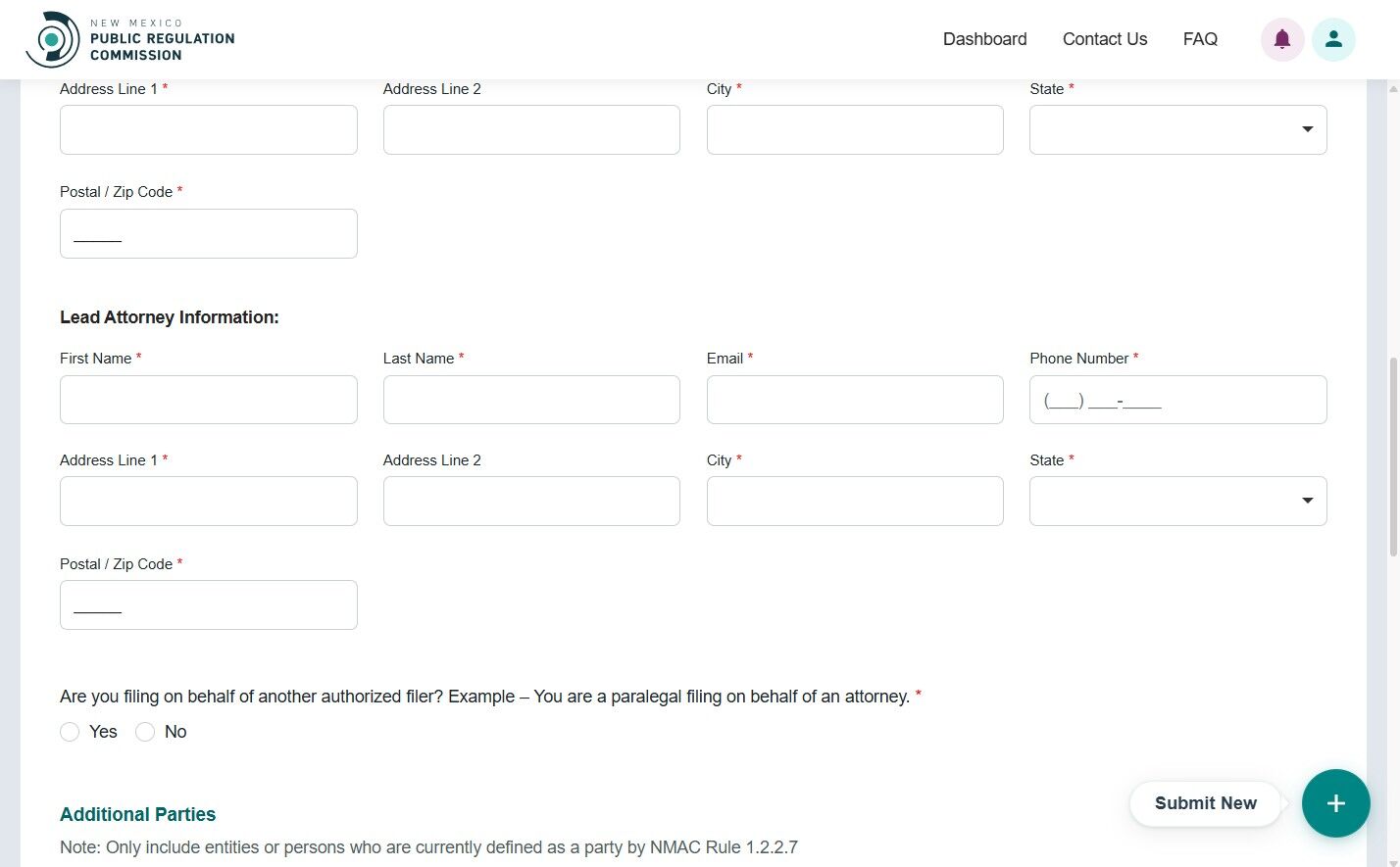 Lead Attorney section