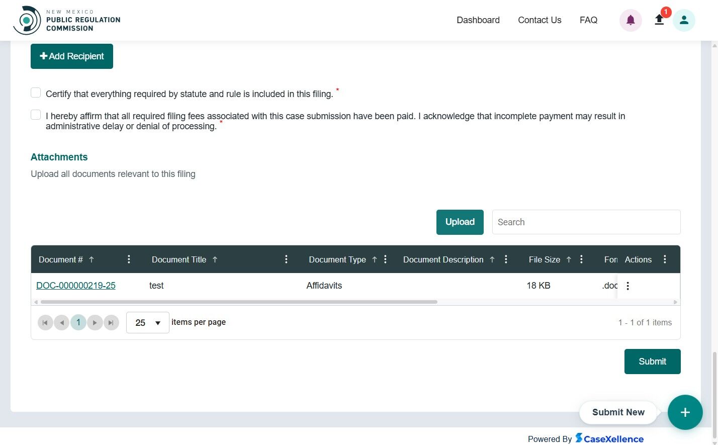 Attachments section grid