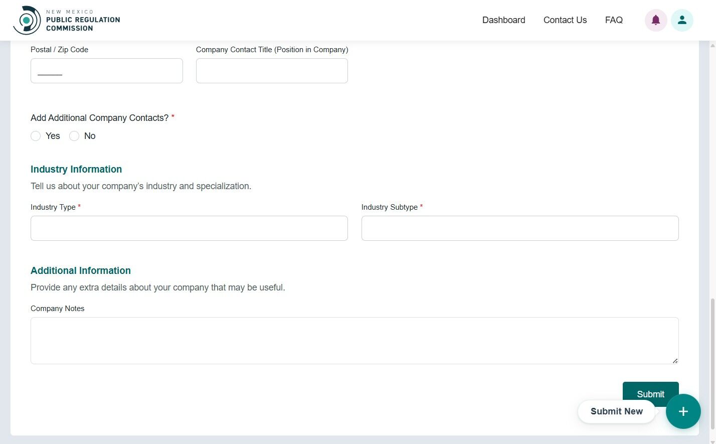 Add Additional Contacts option