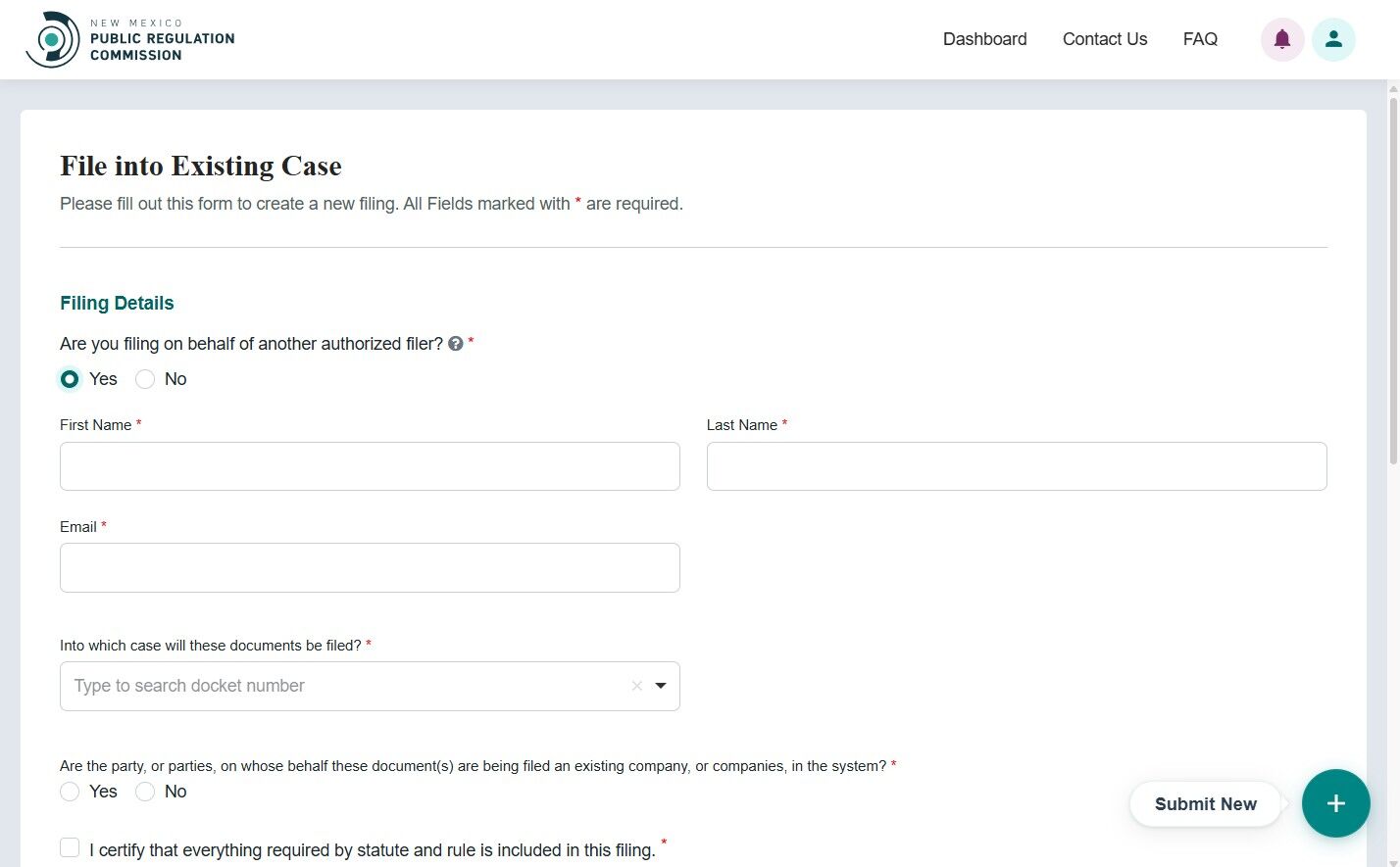 Authorized filer detail fields