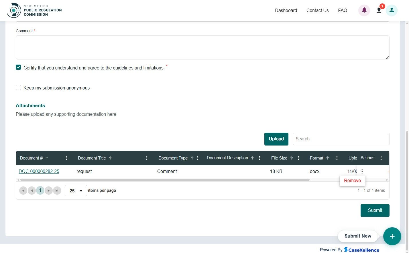 Upload document form