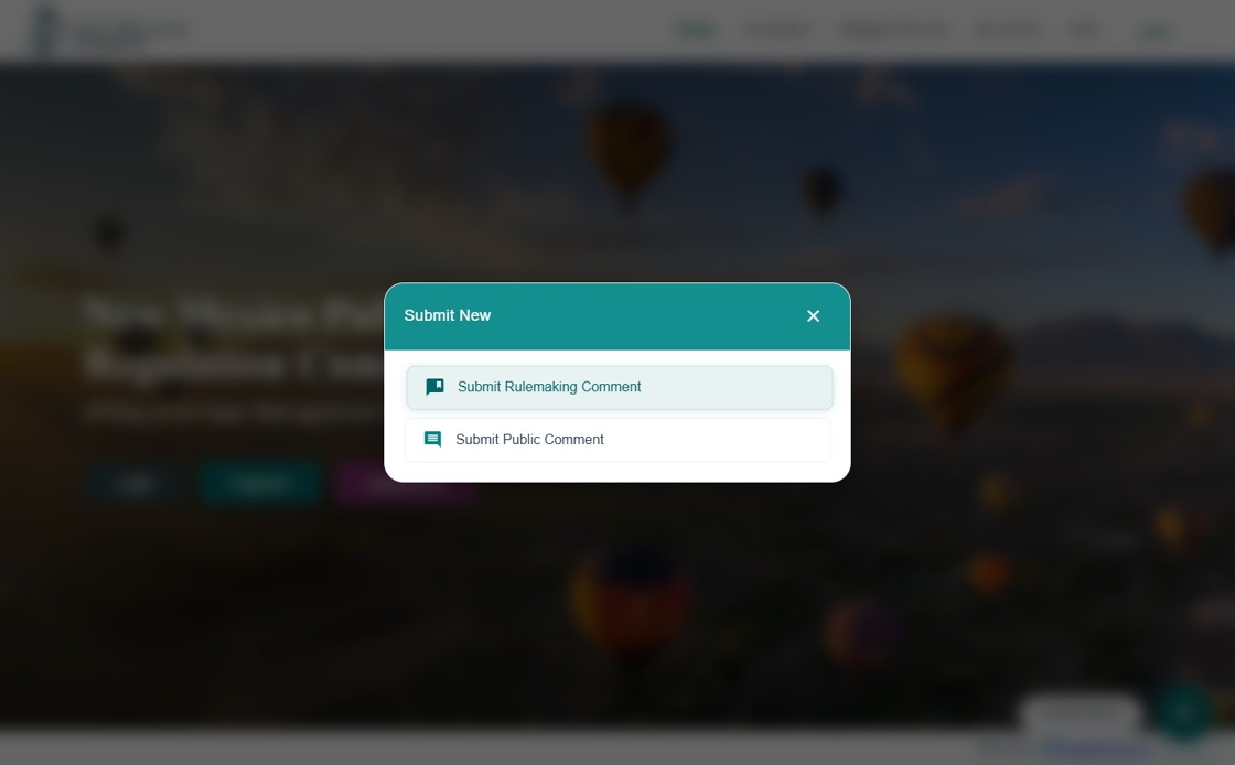 Submit Rulemaking Comment selection