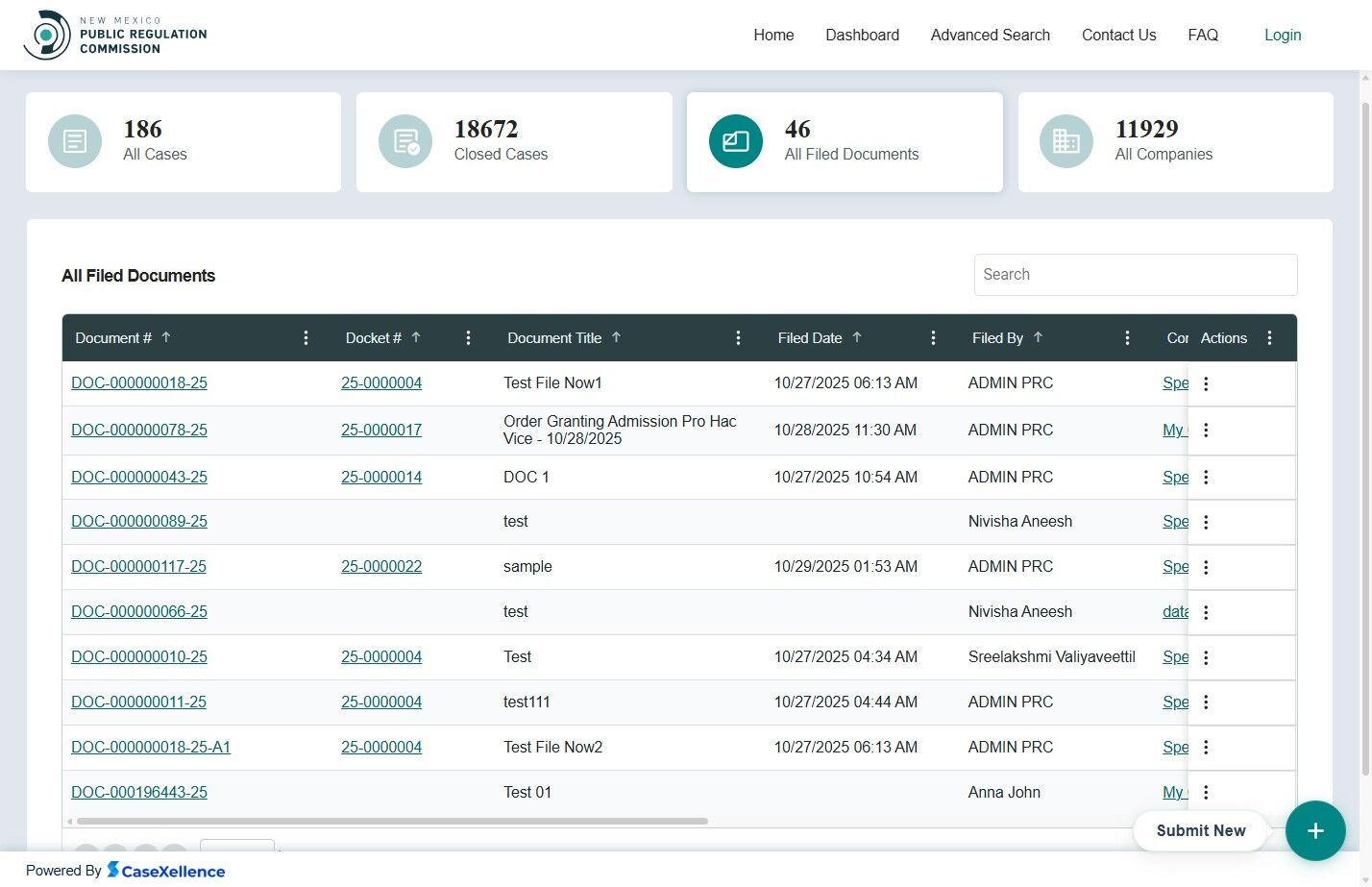 All Filed Documents View