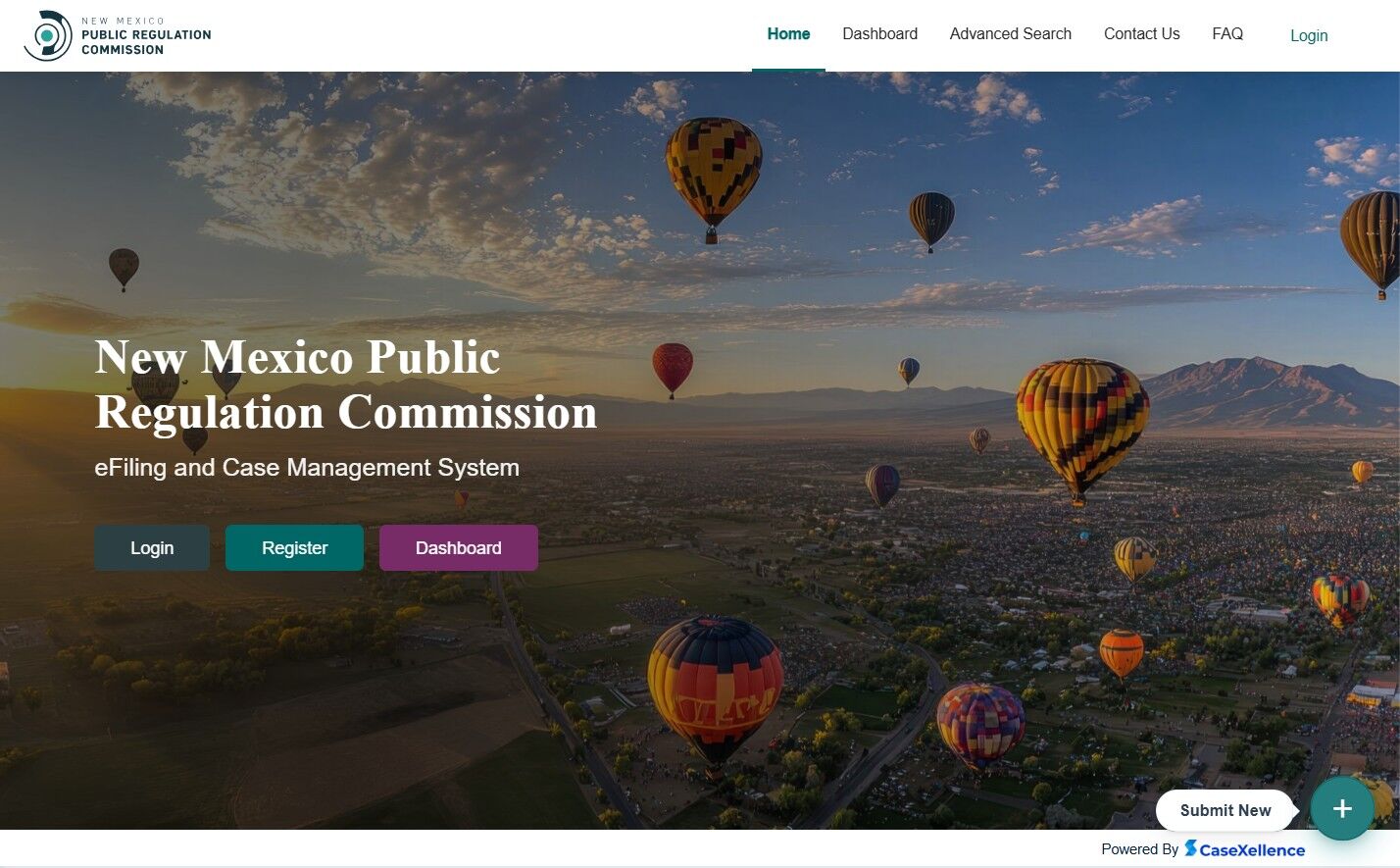 Submit New button on PRC landing page