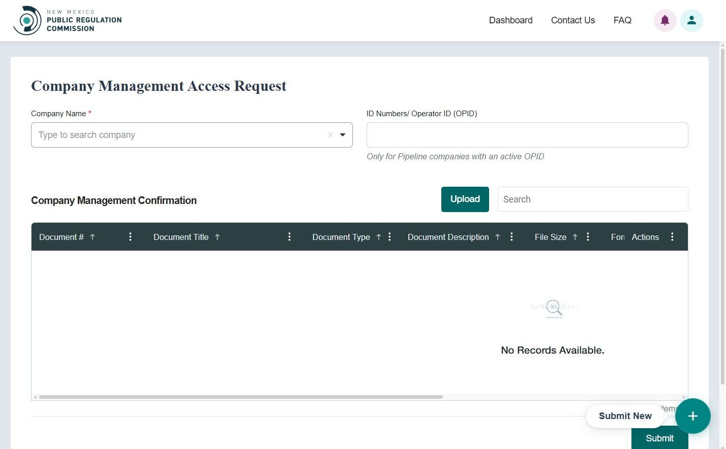 Company Information fields